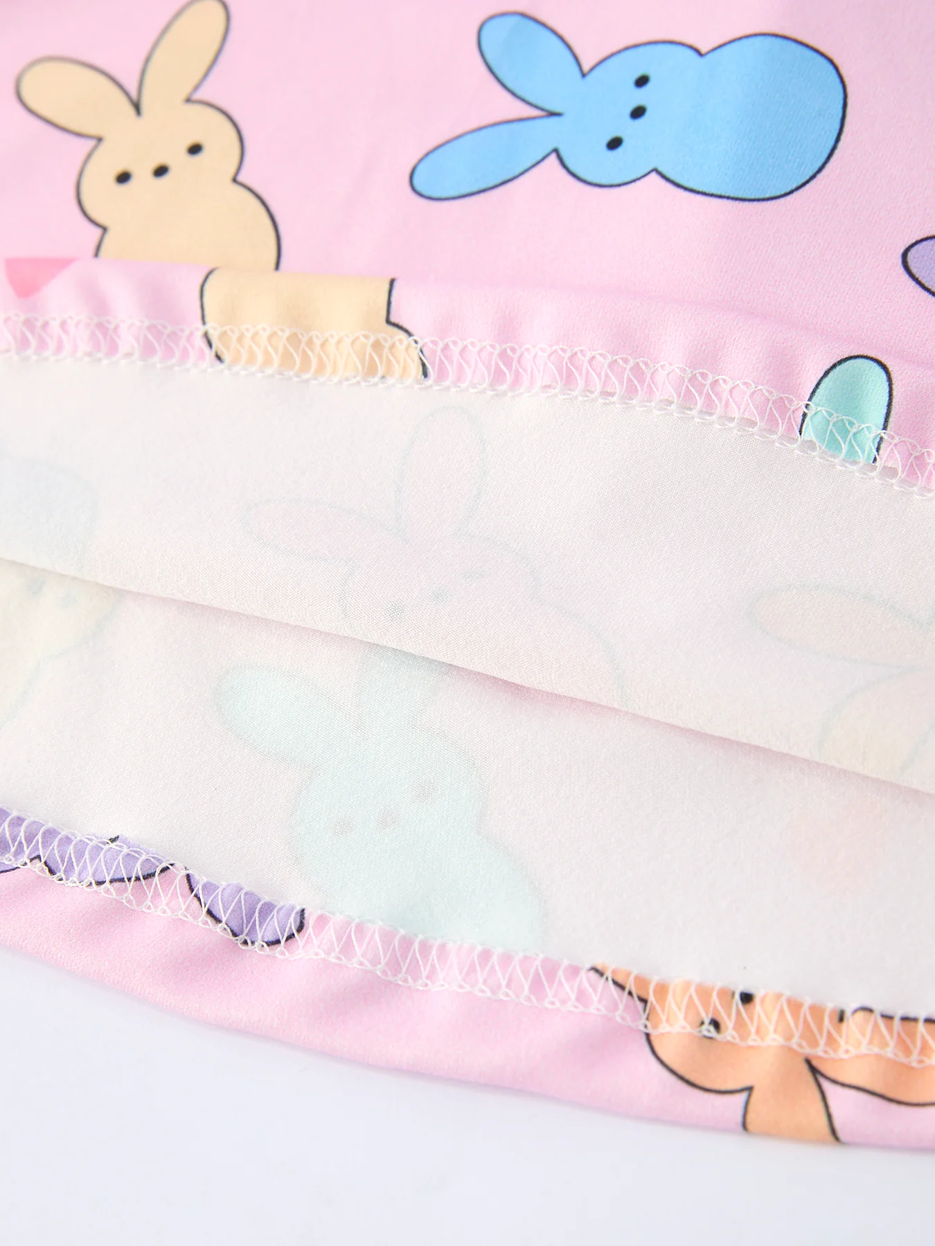 Easter Colorful Bunny Girls Twirl Short Sleeve Dress - Image 5