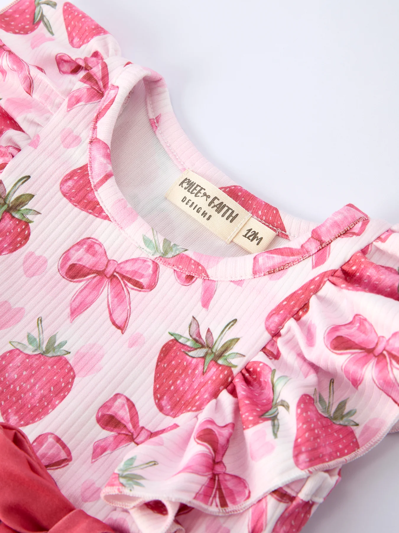 Summer Strawberry Bow Baby Girl Romper - Image 8