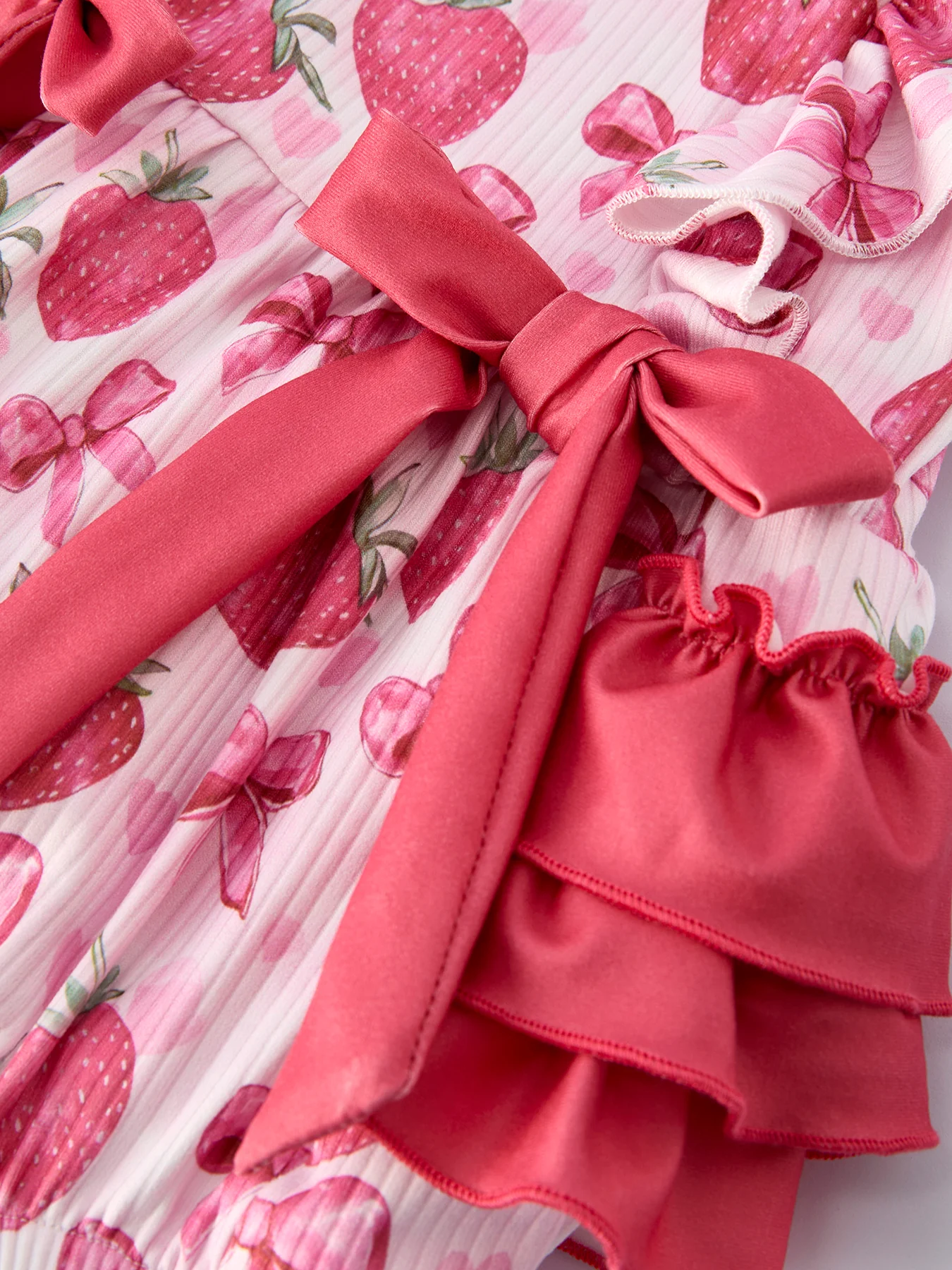 Summer Strawberry Bow Baby Girl Romper - Image 9