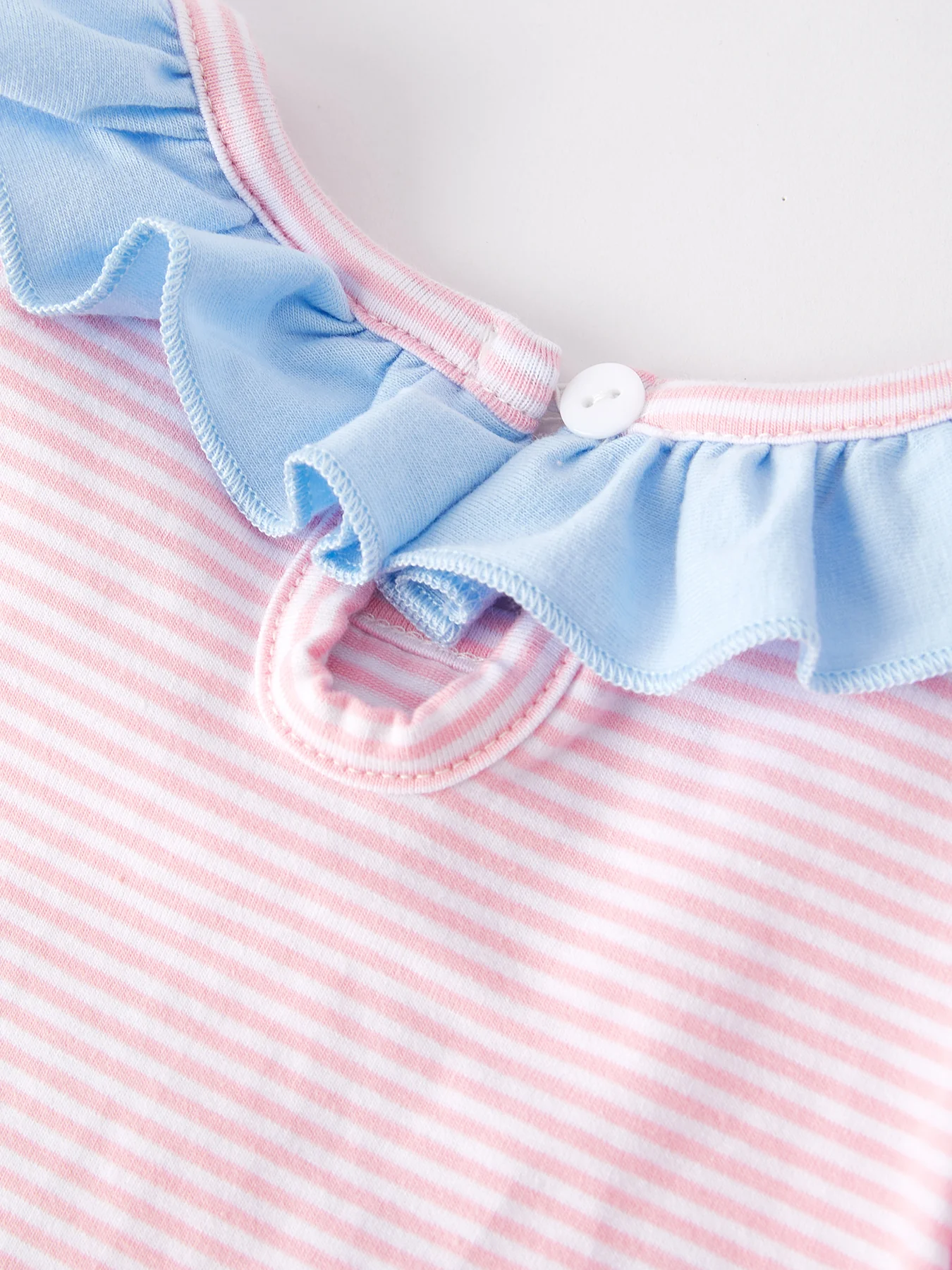 Easter Bunny Embroidery Girls Pink Stripe Outfit - Image 4