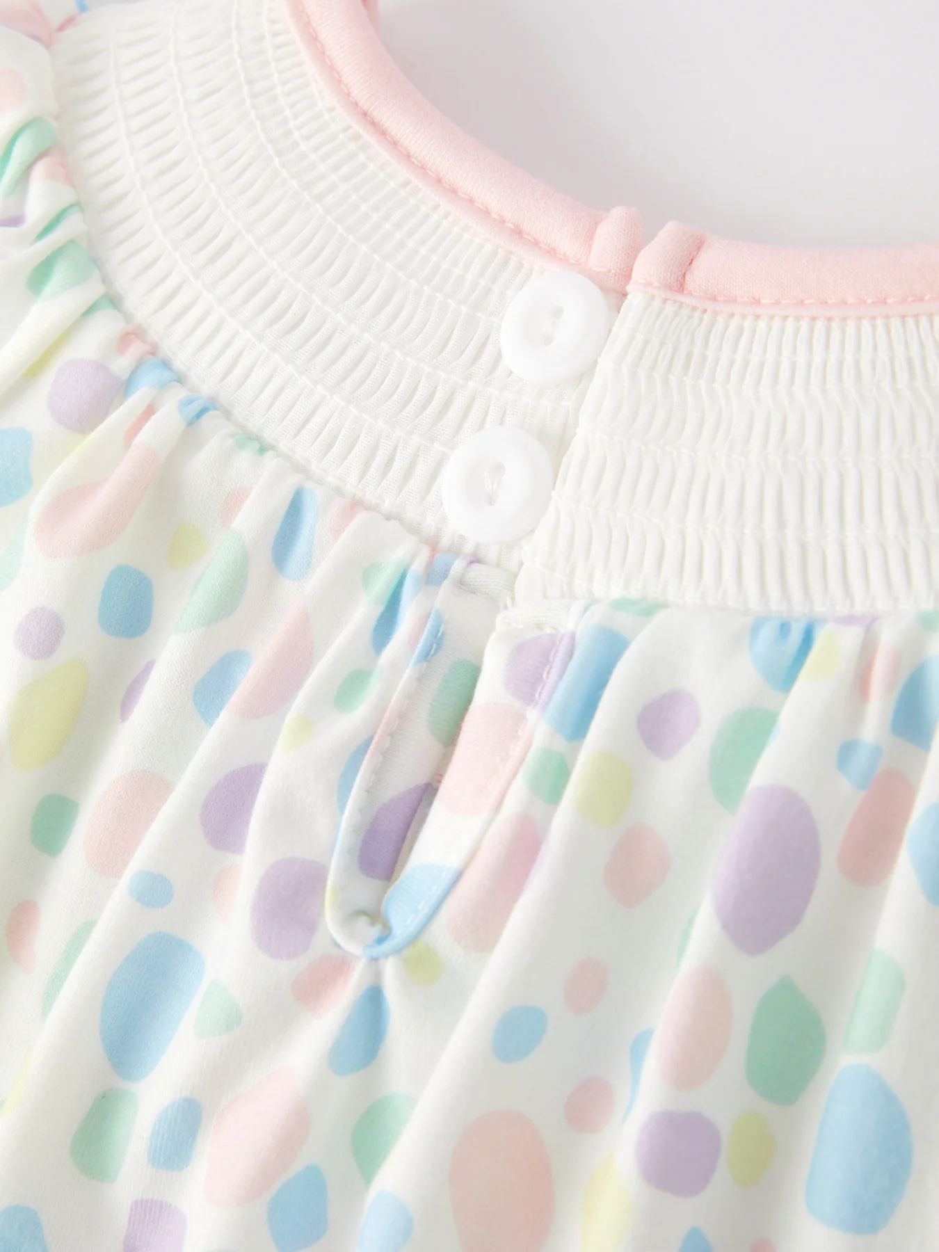Easter Smocking Embroidery Colorful Polka Dot Romper - Image 4