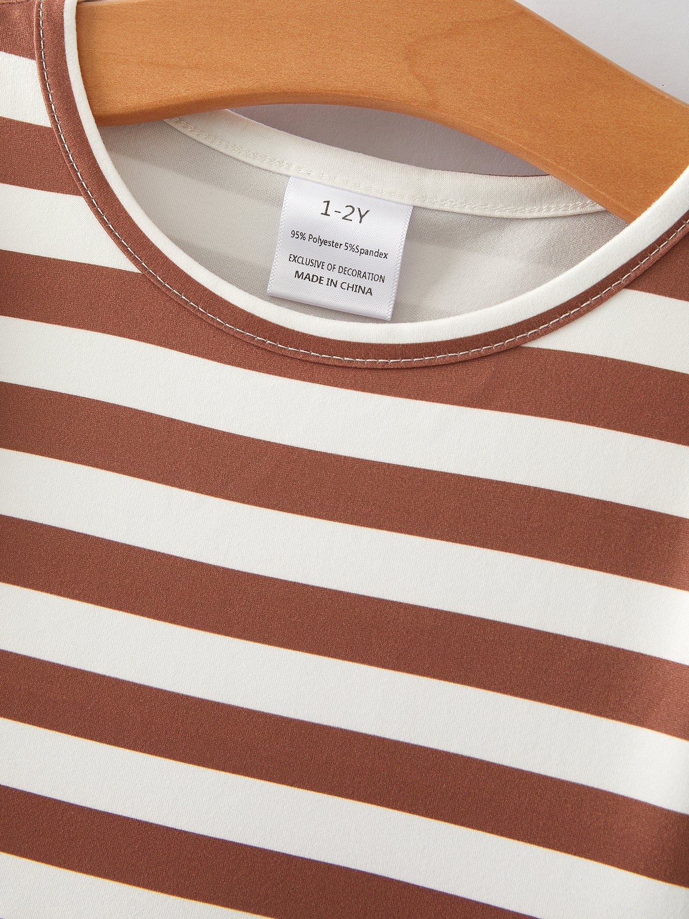 Fall Girls Ball Stripe Print Brown Dress  2-piece Set - Image 3