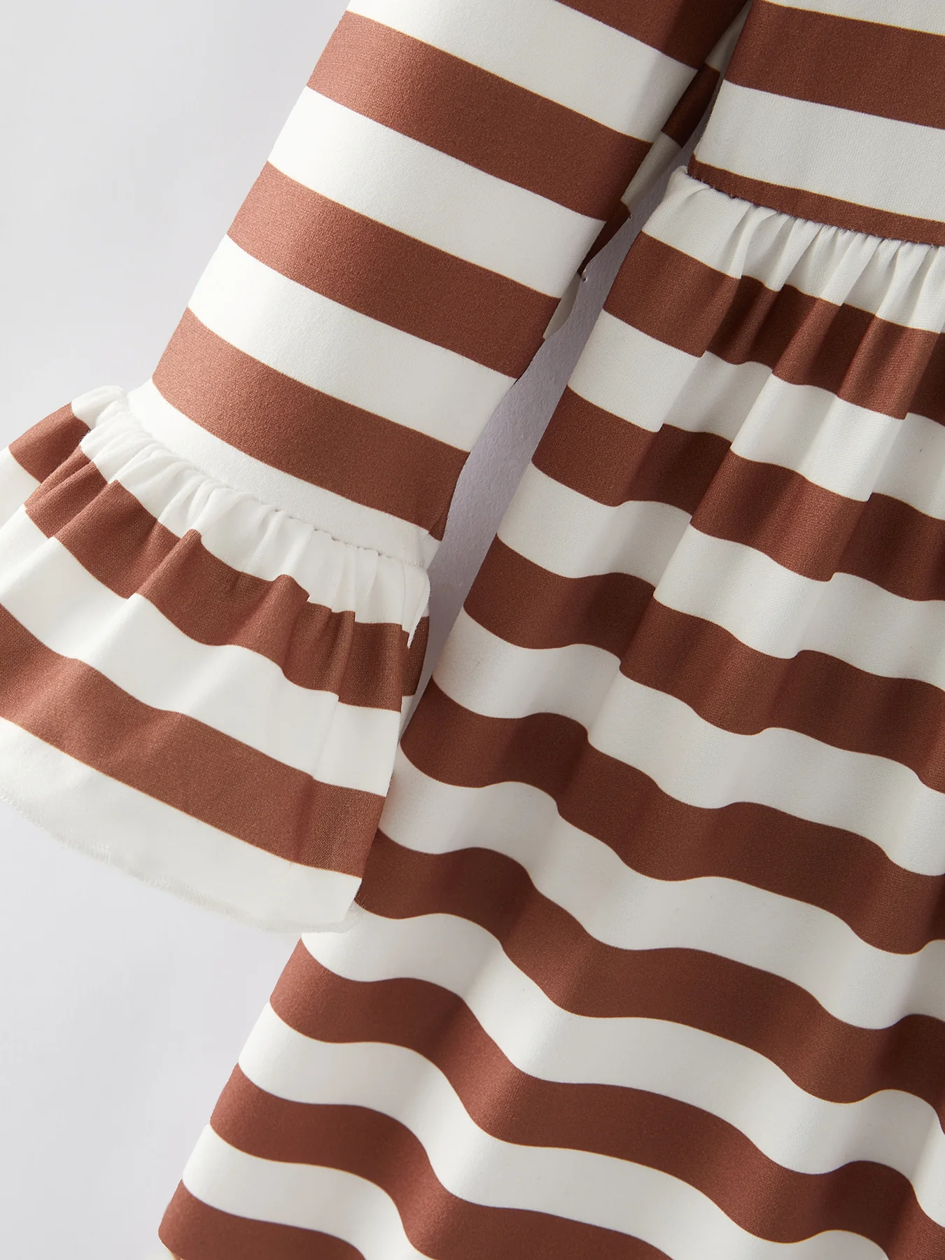 Fall Girls Ball Stripe Print Brown Dress  2-piece Set - Image 5