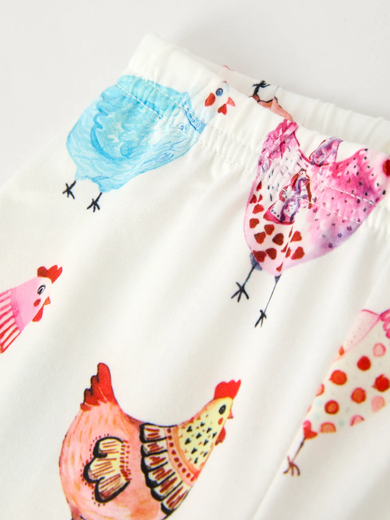 Farm Colorful Chicken Print Top and Flared Pants Set for Girls - Image 5