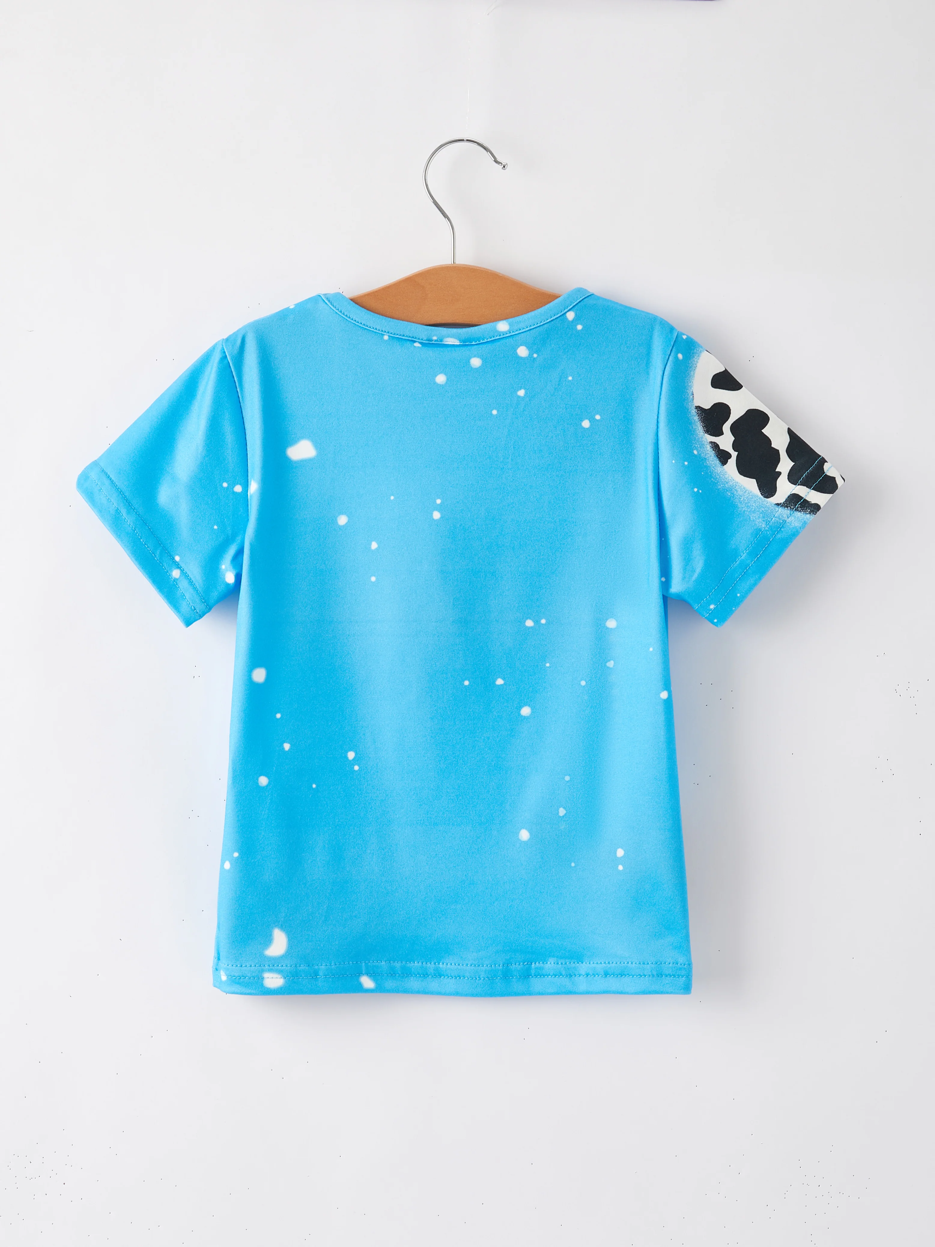 Four piece Baby Girl Leopard Letter Bleached Short Sleeve T-shirt Top Set - Image 11