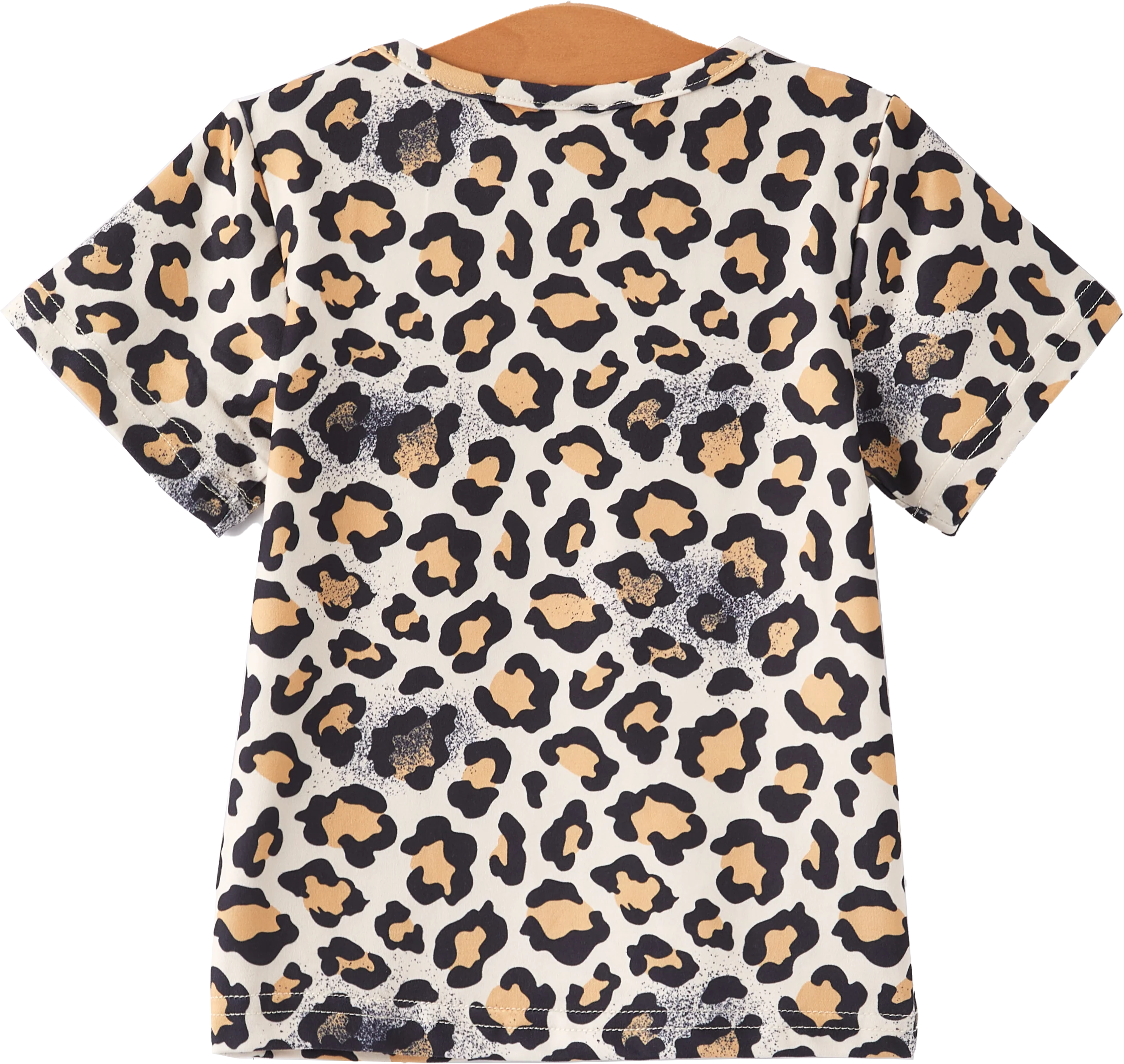 Four piece Baby Girl Leopard Letter Bleached Short Sleeve T-shirt Top Set - Image 19
