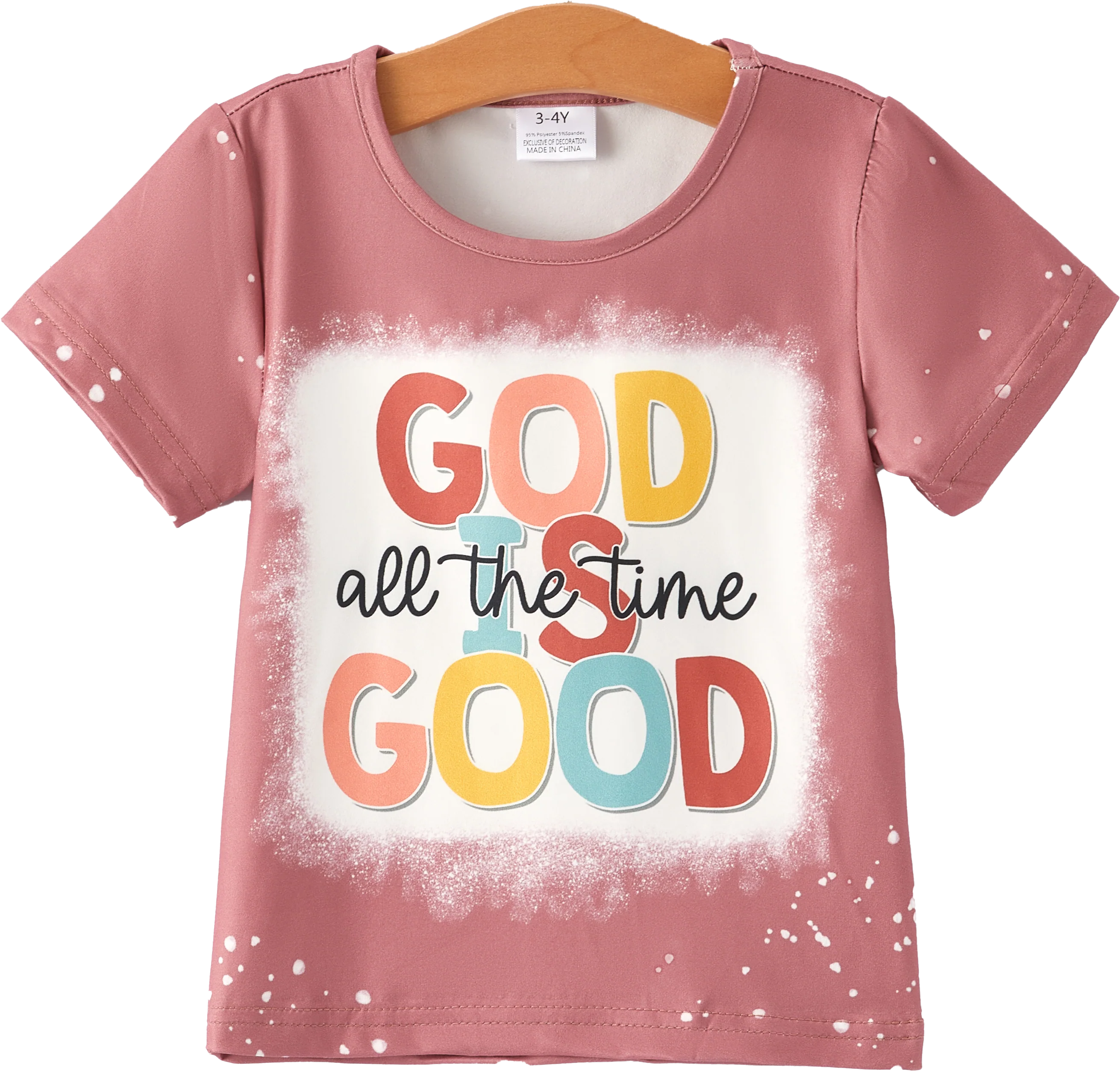 Four piece Baby Girl Leopard Letter Bleached Short Sleeve T-shirt Top Set - Image 24