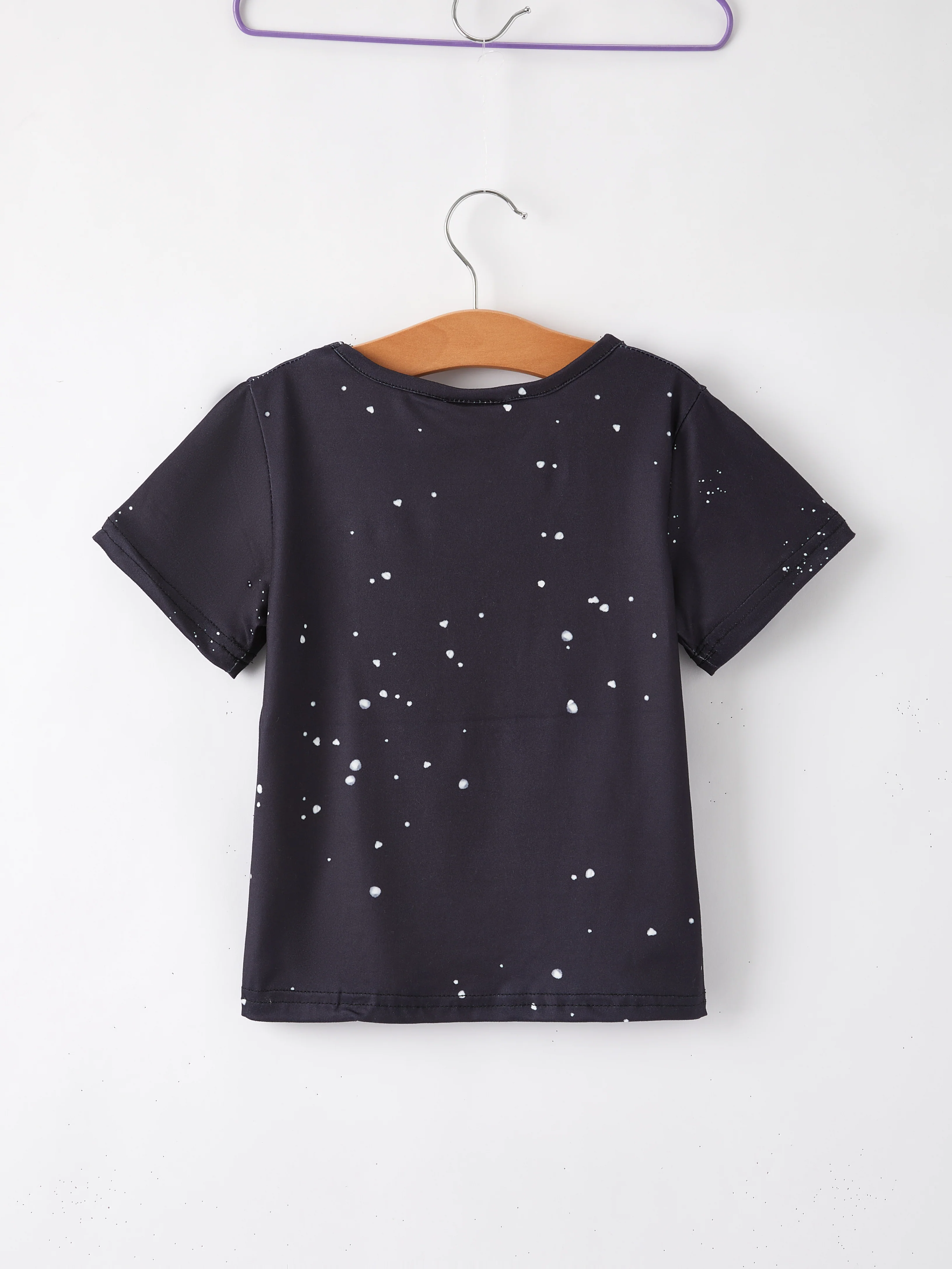 Four piece Baby Girl Leopard Letter Bleached Short Sleeve T-shirt Top Set - Image 5