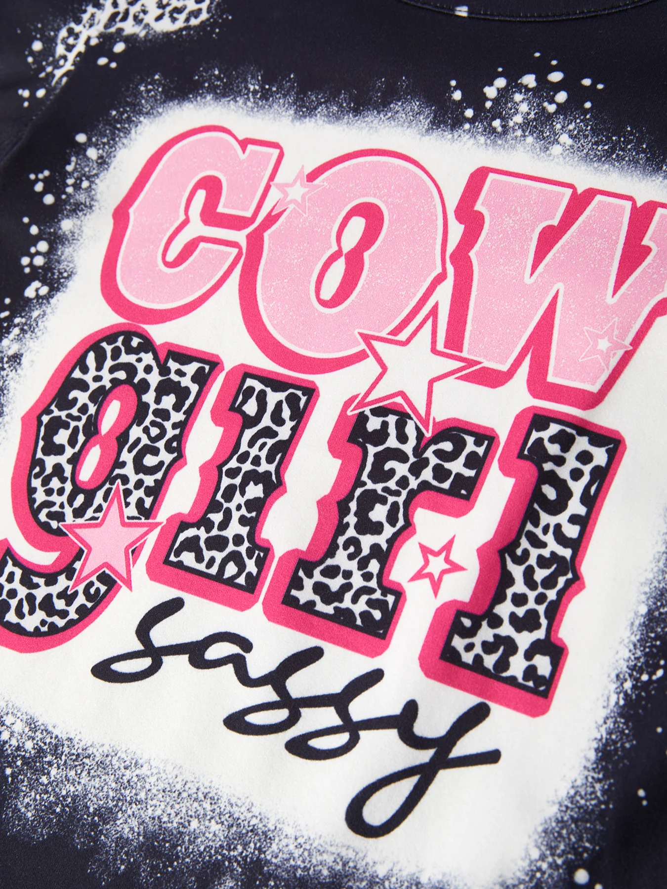 Four piece Baby Girl Leopard Letter Bleached Short Sleeve T-shirt Top Set - Image 7