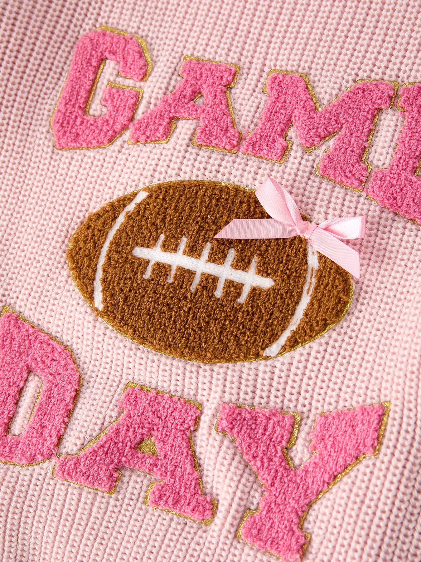 “GAME DAY” Football Light Pink Pullover Sweater - Image 4