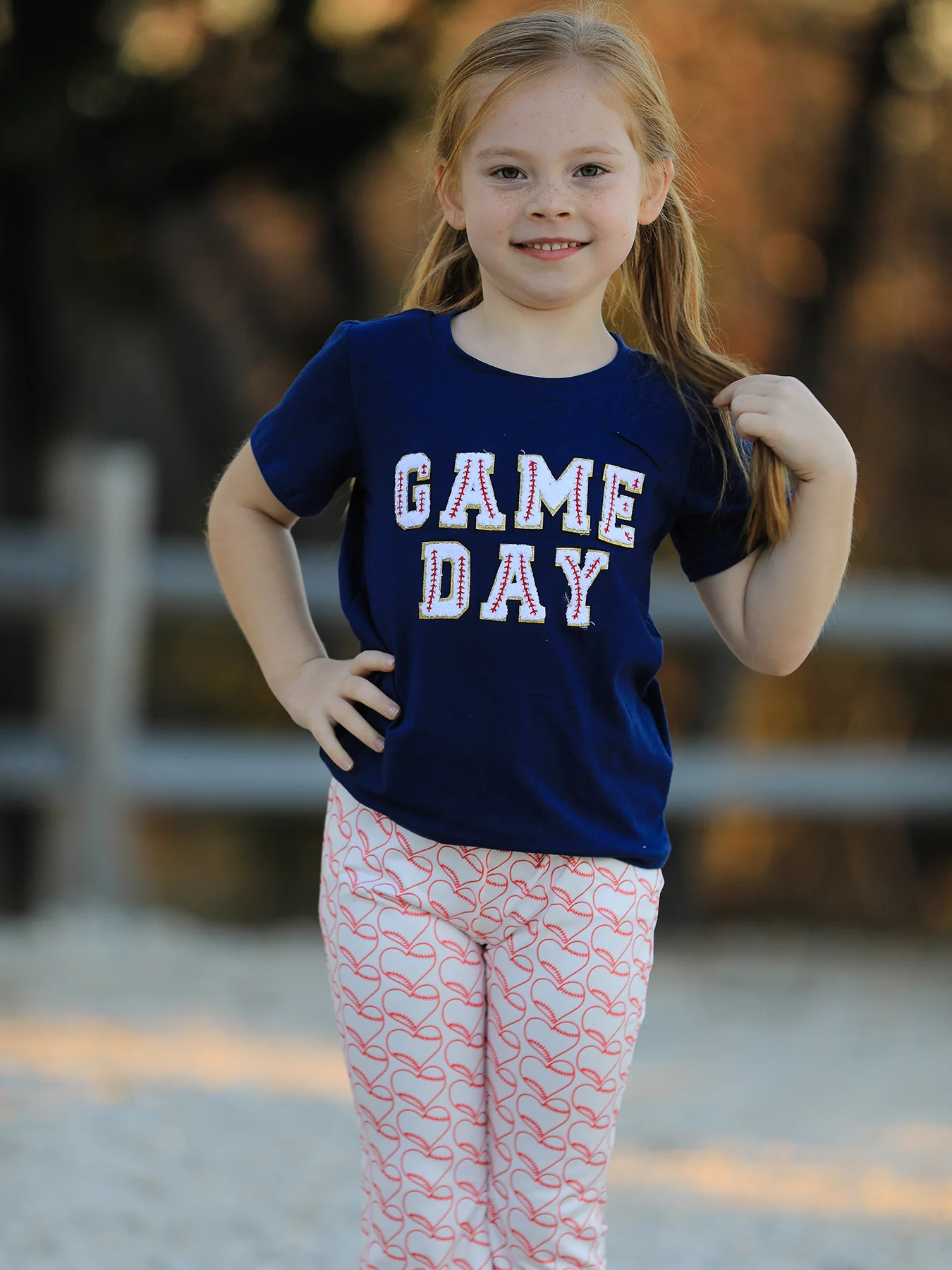 "GAME DAY" Print Top + Pants Girls Set - Image 3
