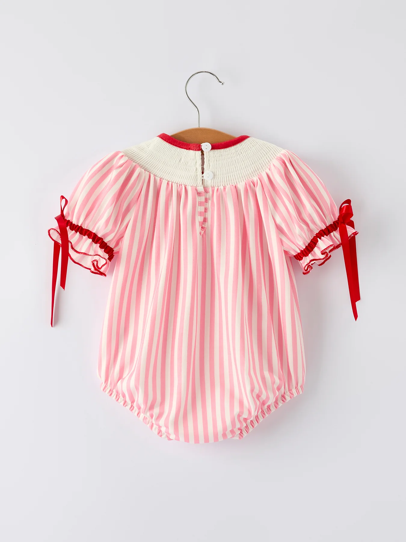 Baby Girls Baseball Embroidery Romper – Pink Stripe Casual Outfit - Image 2