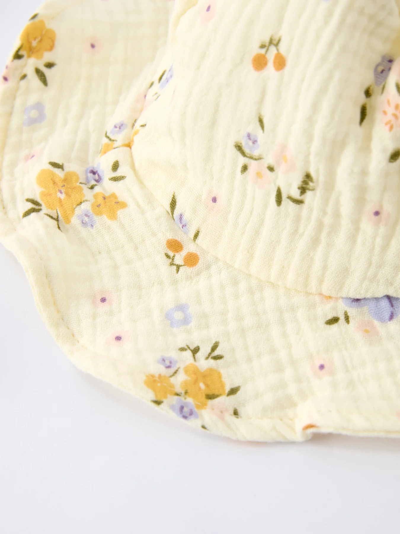 Muslin Floral Smocked Baby Romper with Matching Hat - Image 4