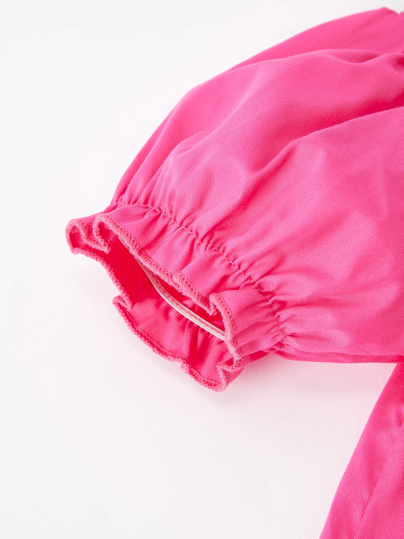 Girls Bow Smocking Embroidery Hot Pink Dress - Image 4