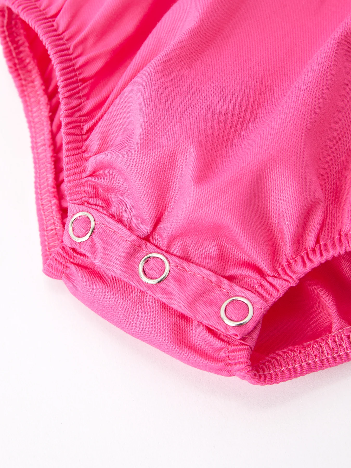 Girls Bow Smocking Embroidery Hot Pink Romper - Image 4
