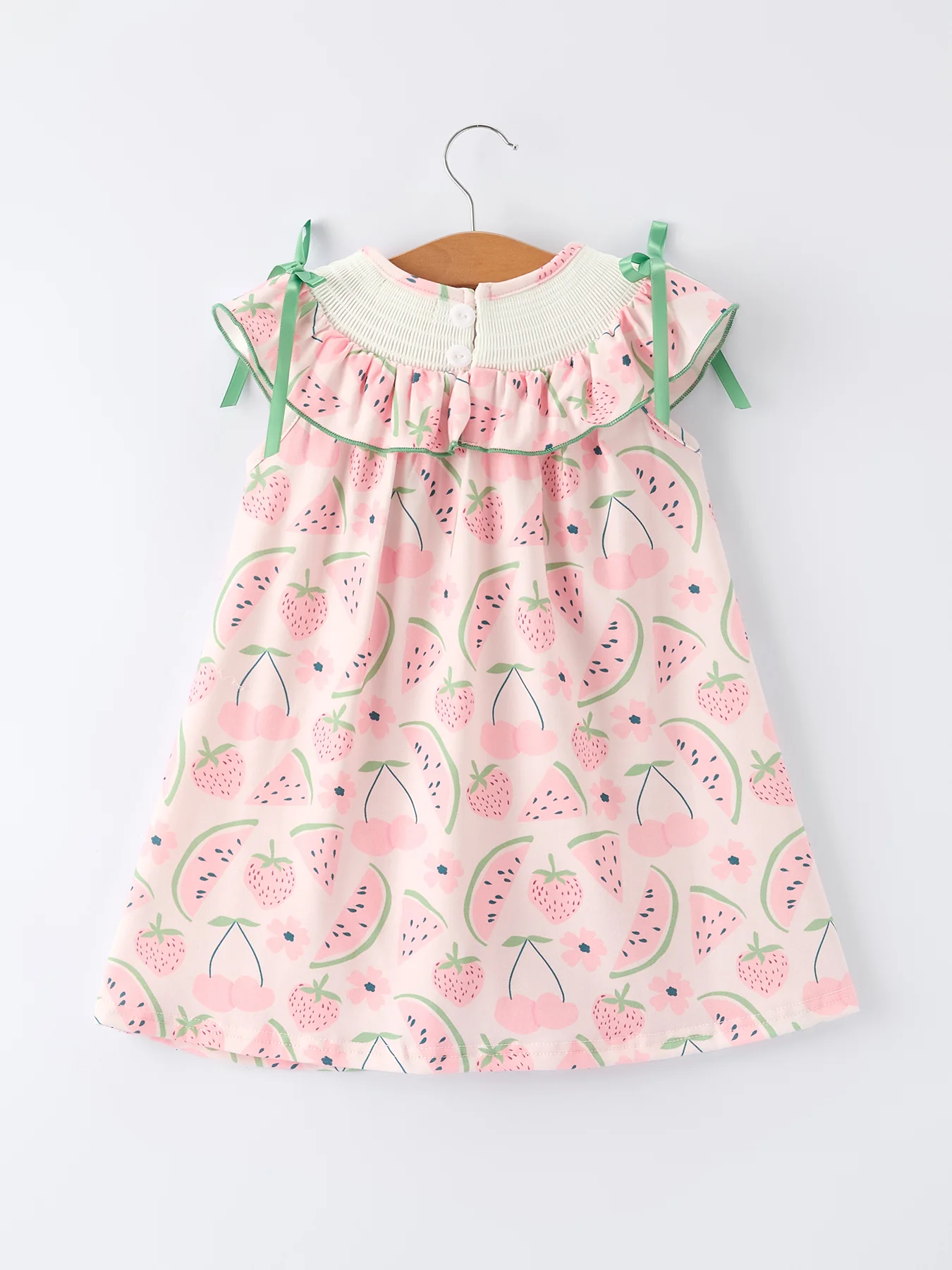 Girls Watermelon Embroidered Smocked Dress - Image 2