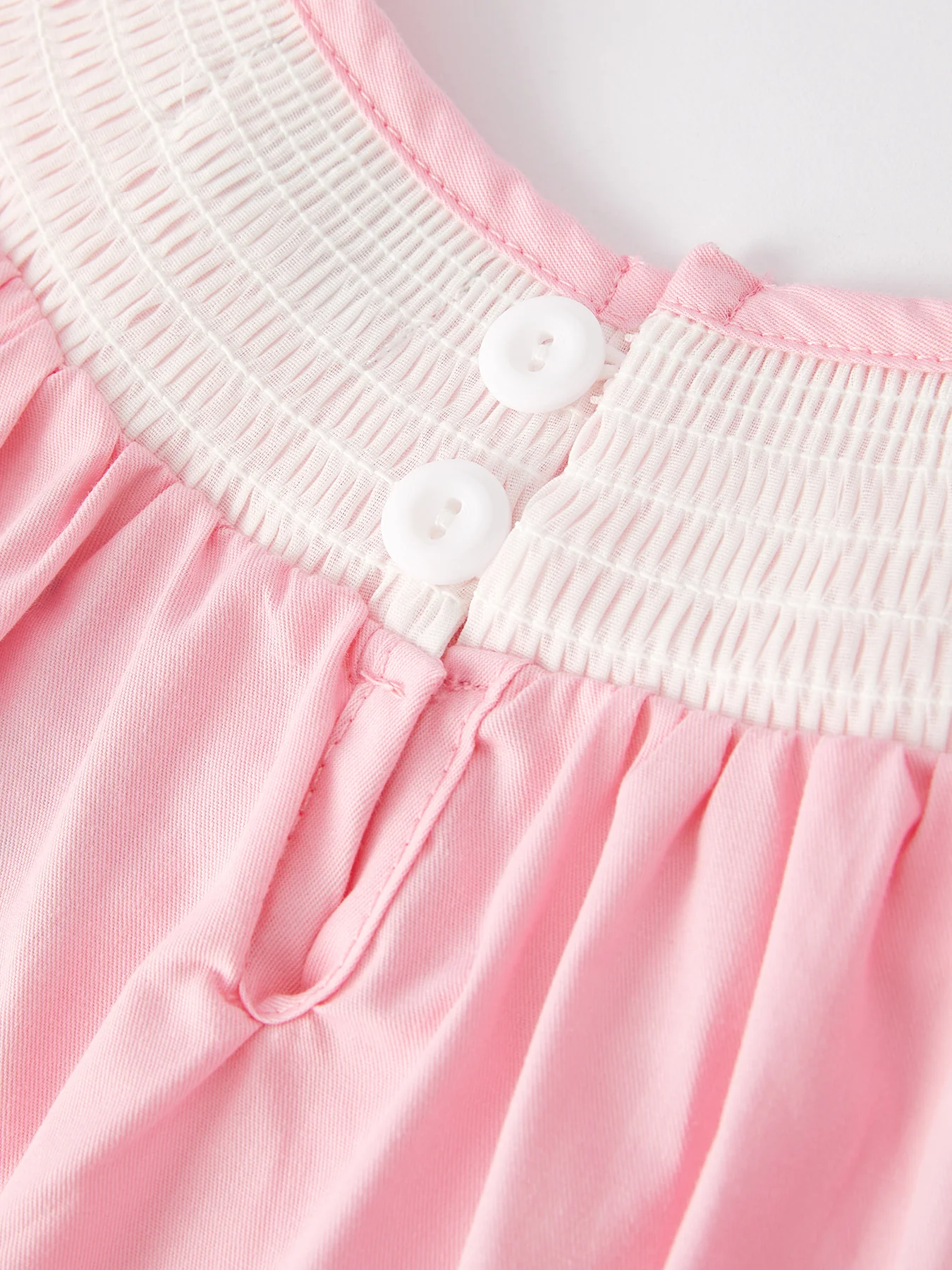 Girls Easter Bunny Smocking Embroidered Lace Cuff Pink Dress - Image 5