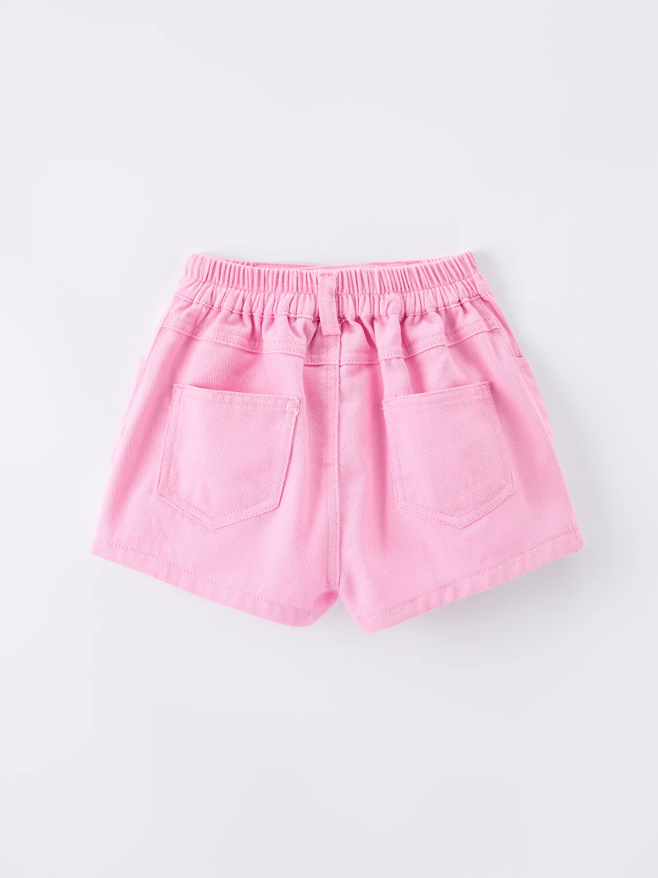 Girls Elastic Waist Denim And Floral Summer Pink Shorts - Image 2
