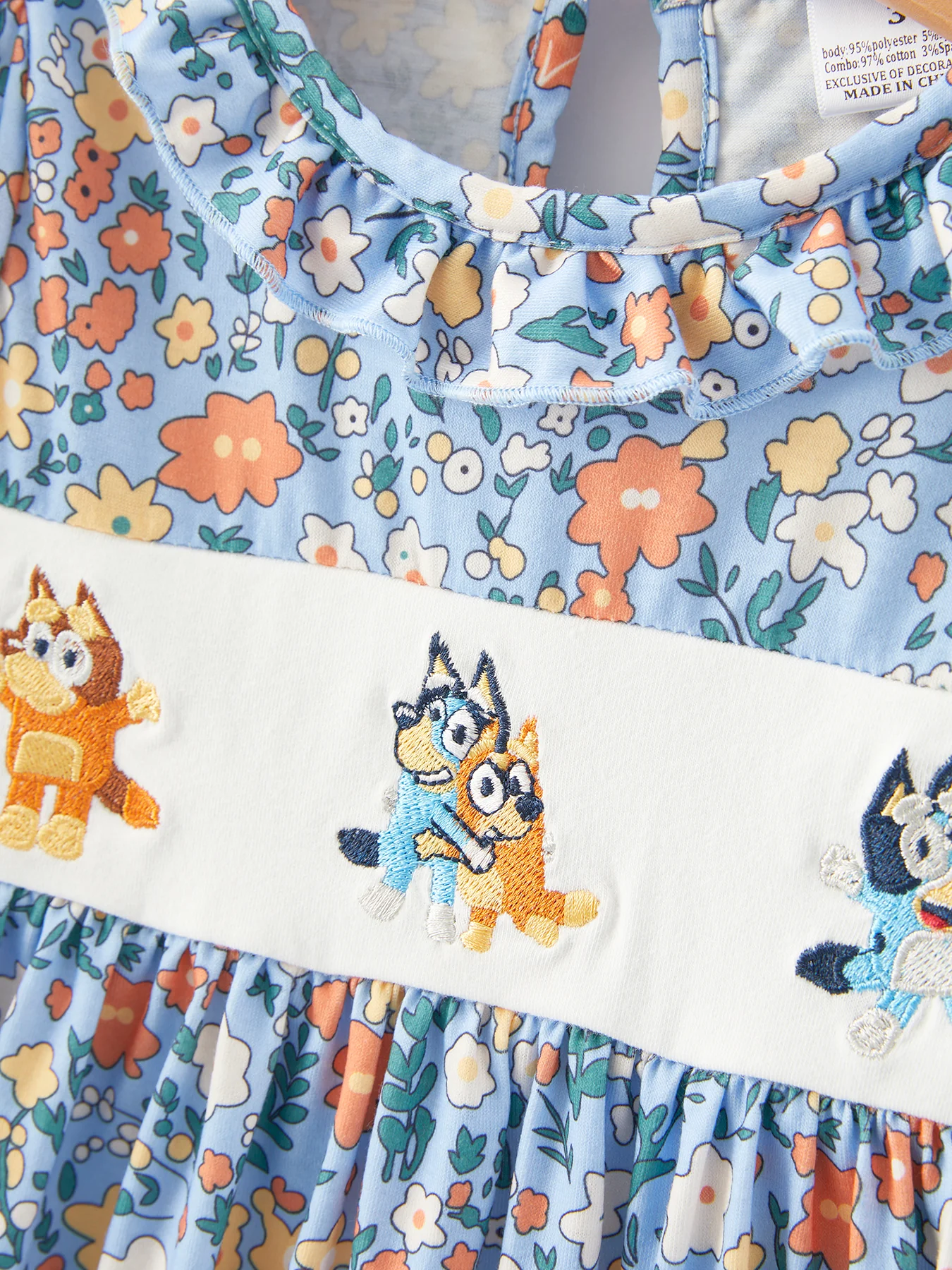 Girls Fall Cartoon Embroidery Dress - Image 3