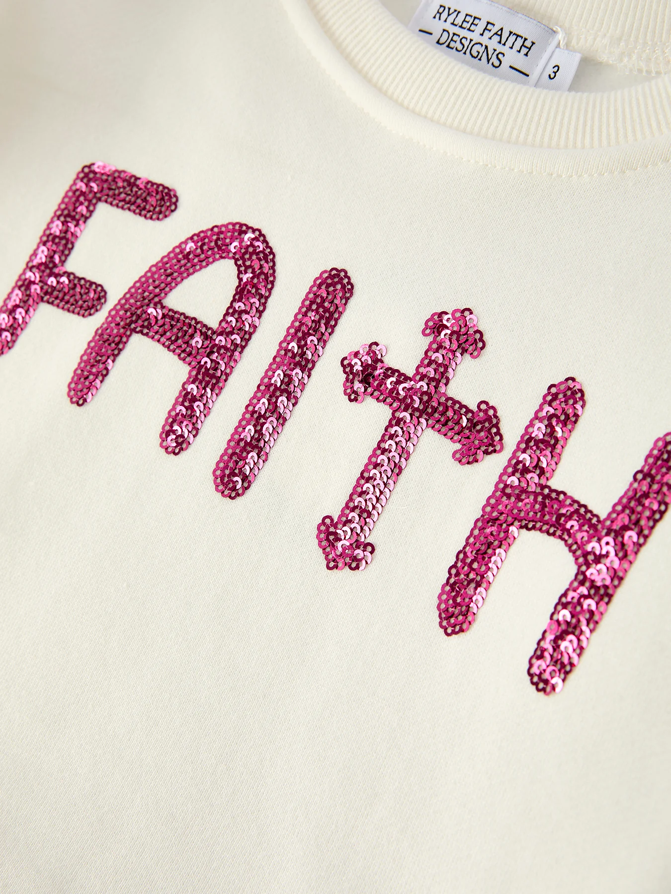 Girls Christian Outfit – Long Sleeve Faith Top & Pink Cross Mesh Skirt - Image 4