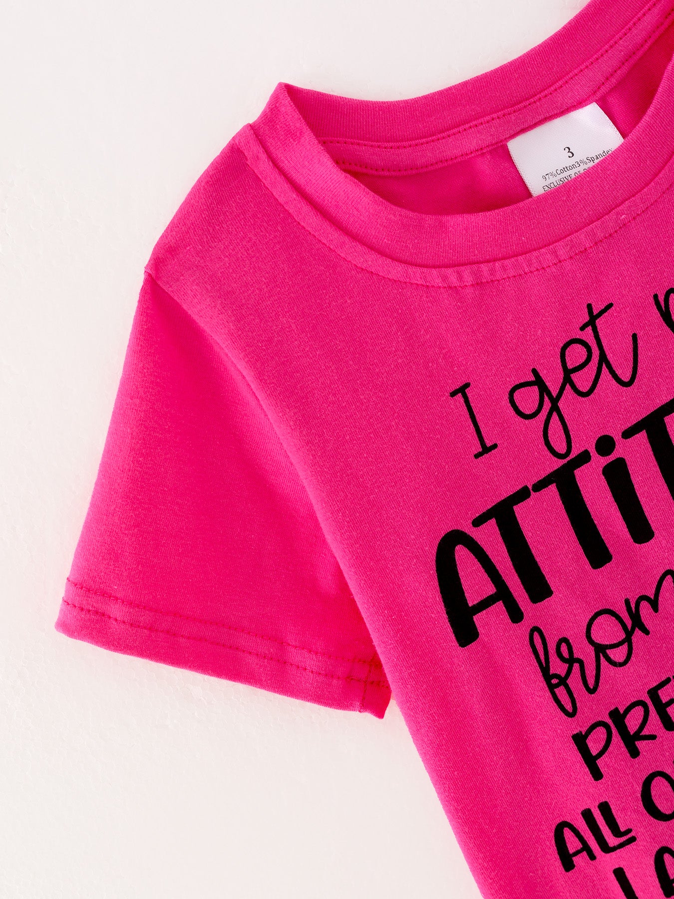 Girls Hot pink "ATTITUDE" Letter Print Top + Leopard Print Flared Pants - Image 4