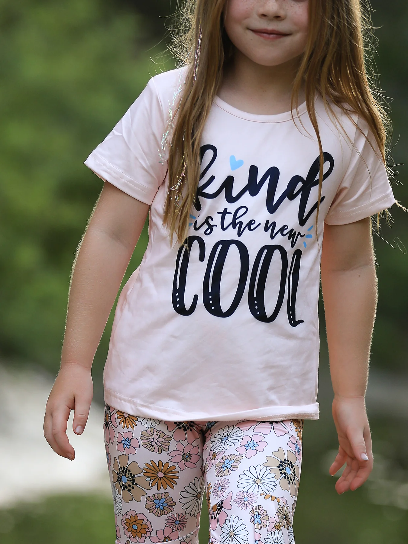 Girls Letter Print Top + Floral Pattern Pants - Image 5