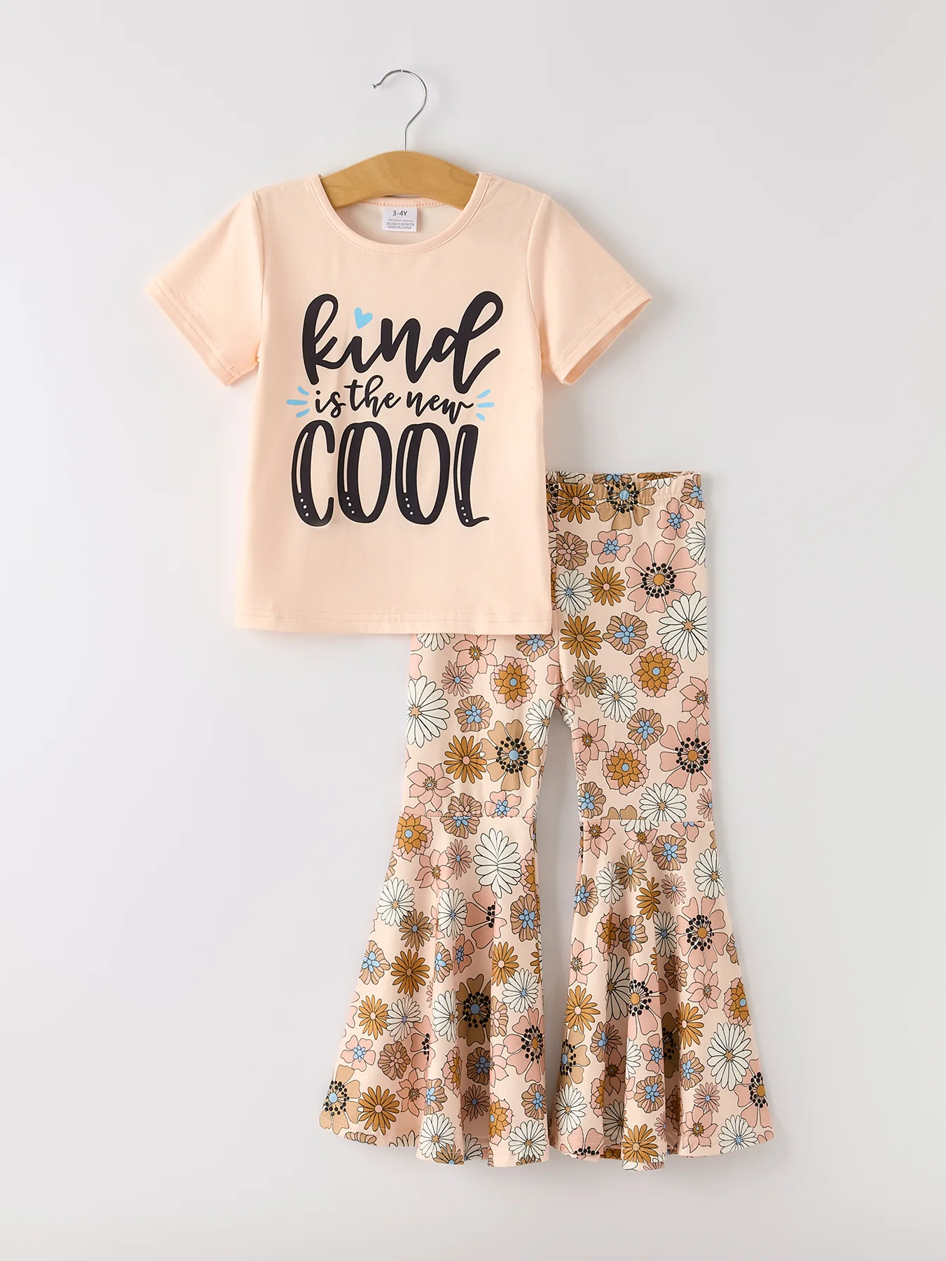 Girls Letter Print Top + Floral Pattern Pants - Image 6
