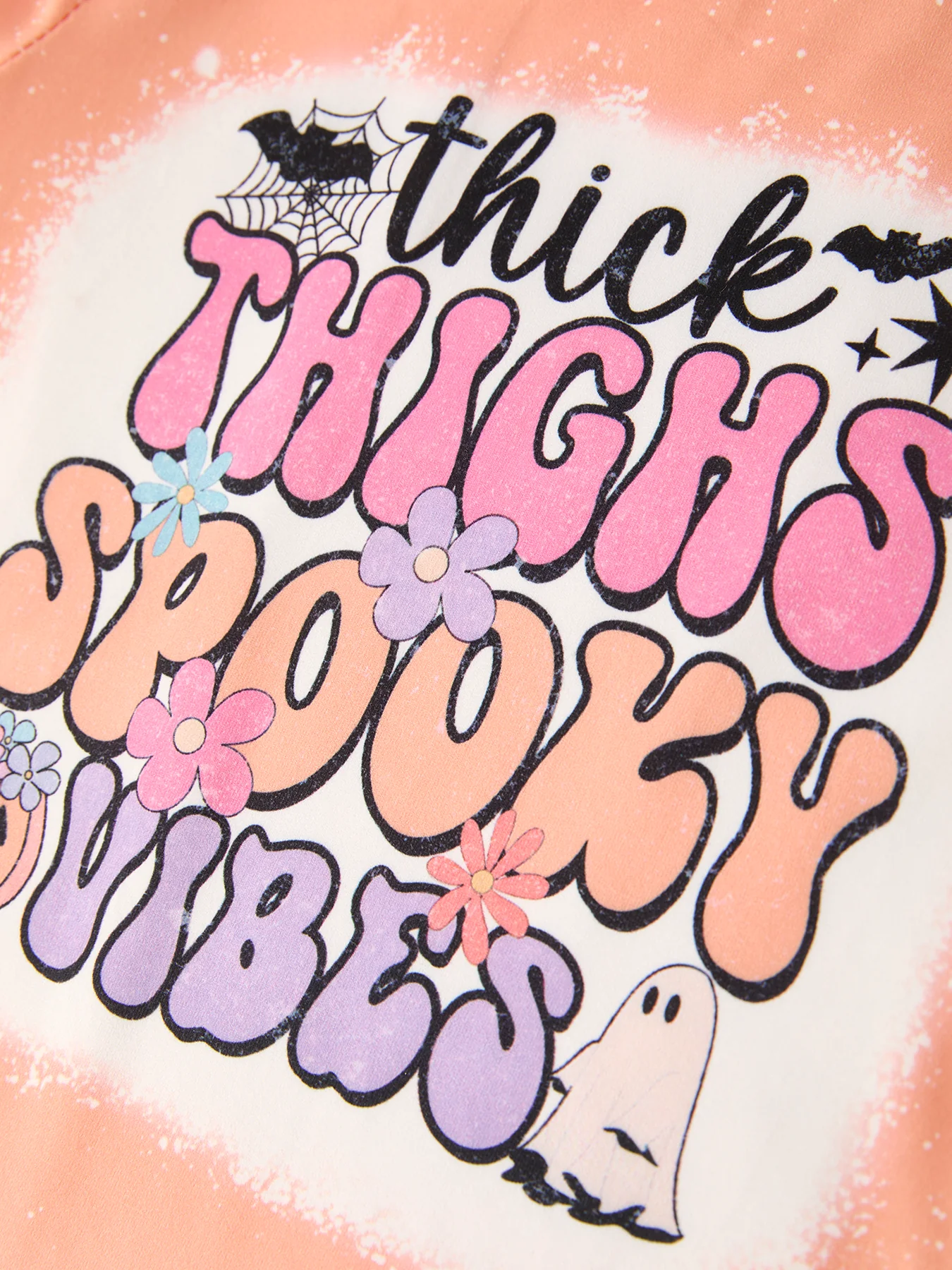 Halloween Letter Bleached Top + Striped Flared Pants - Image 11
