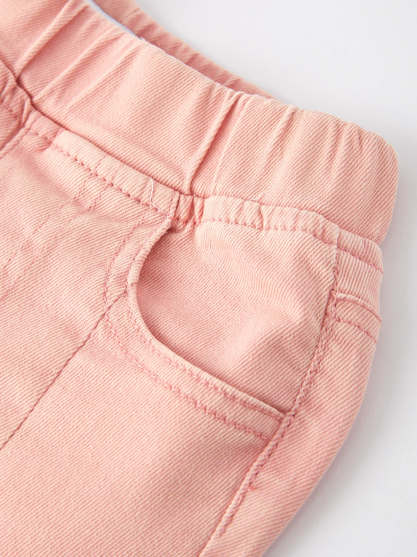 Girls Light Pink Bow Flared Elastic Denim Pants - Image 3