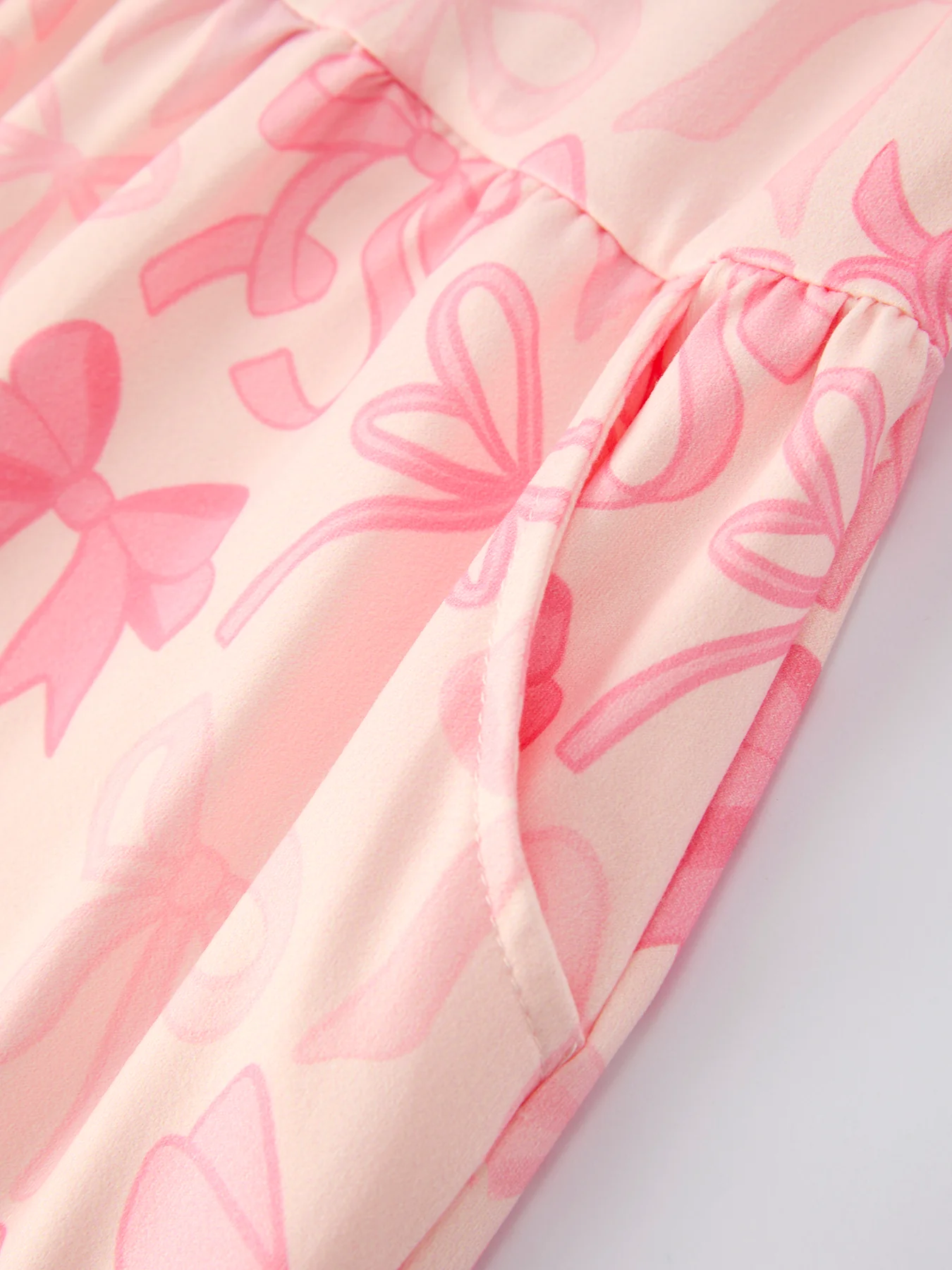 Girls Pink Bow Print Long Sleeve Jumpsuit - Image 3