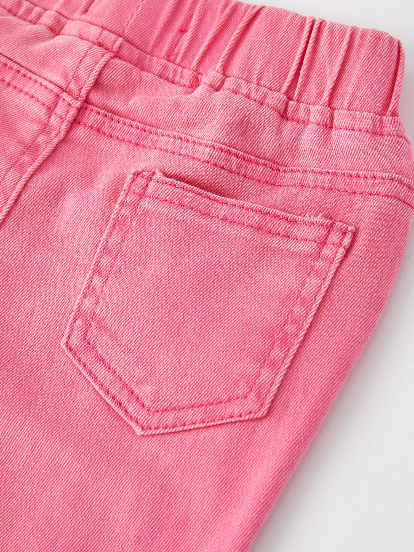 Girls Pink Bow Flared Elastic Denim Pants - Image 4