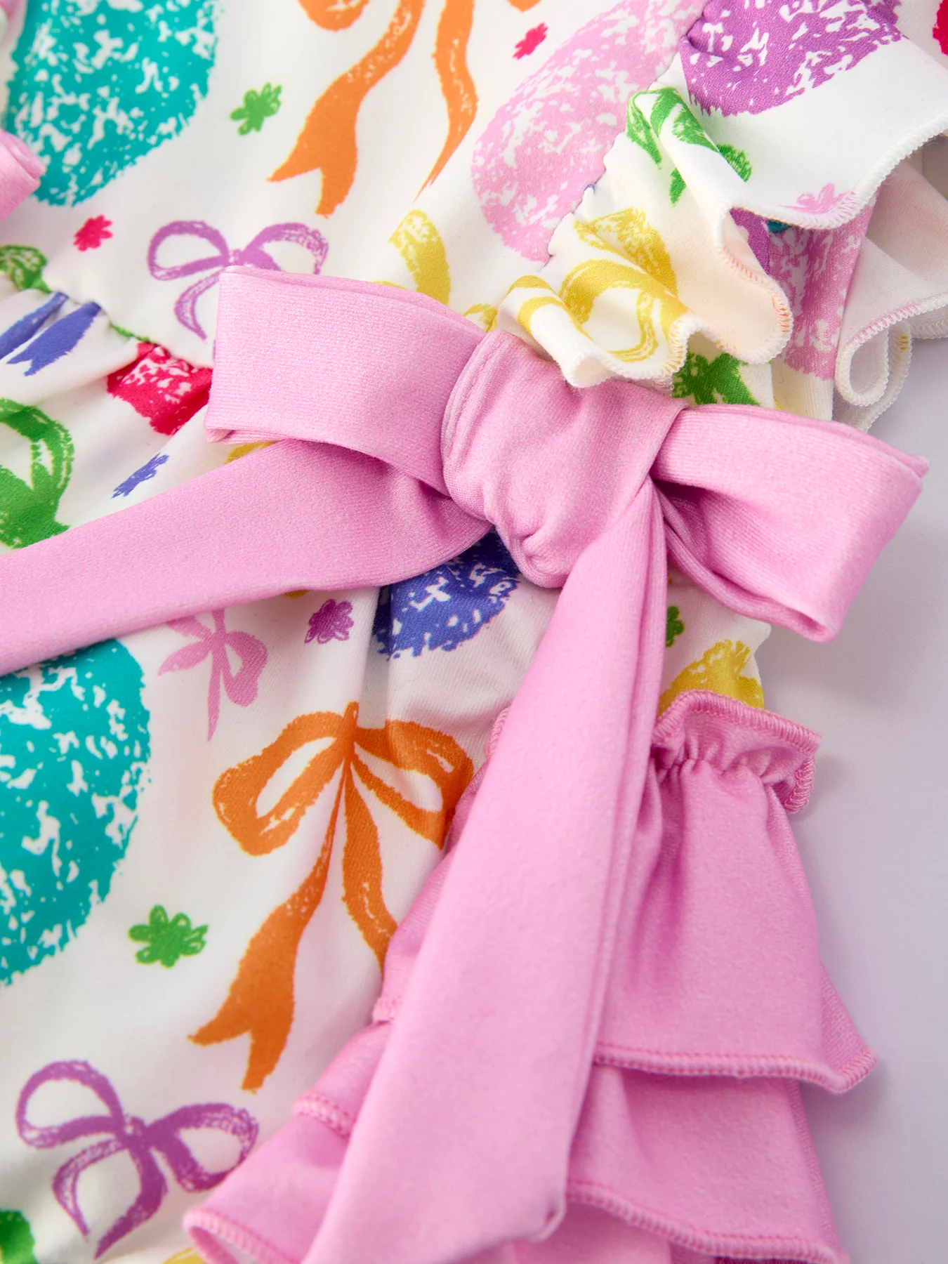 Rainbow Easter Egg Print Bow Baby Girls Romper - Image 11
