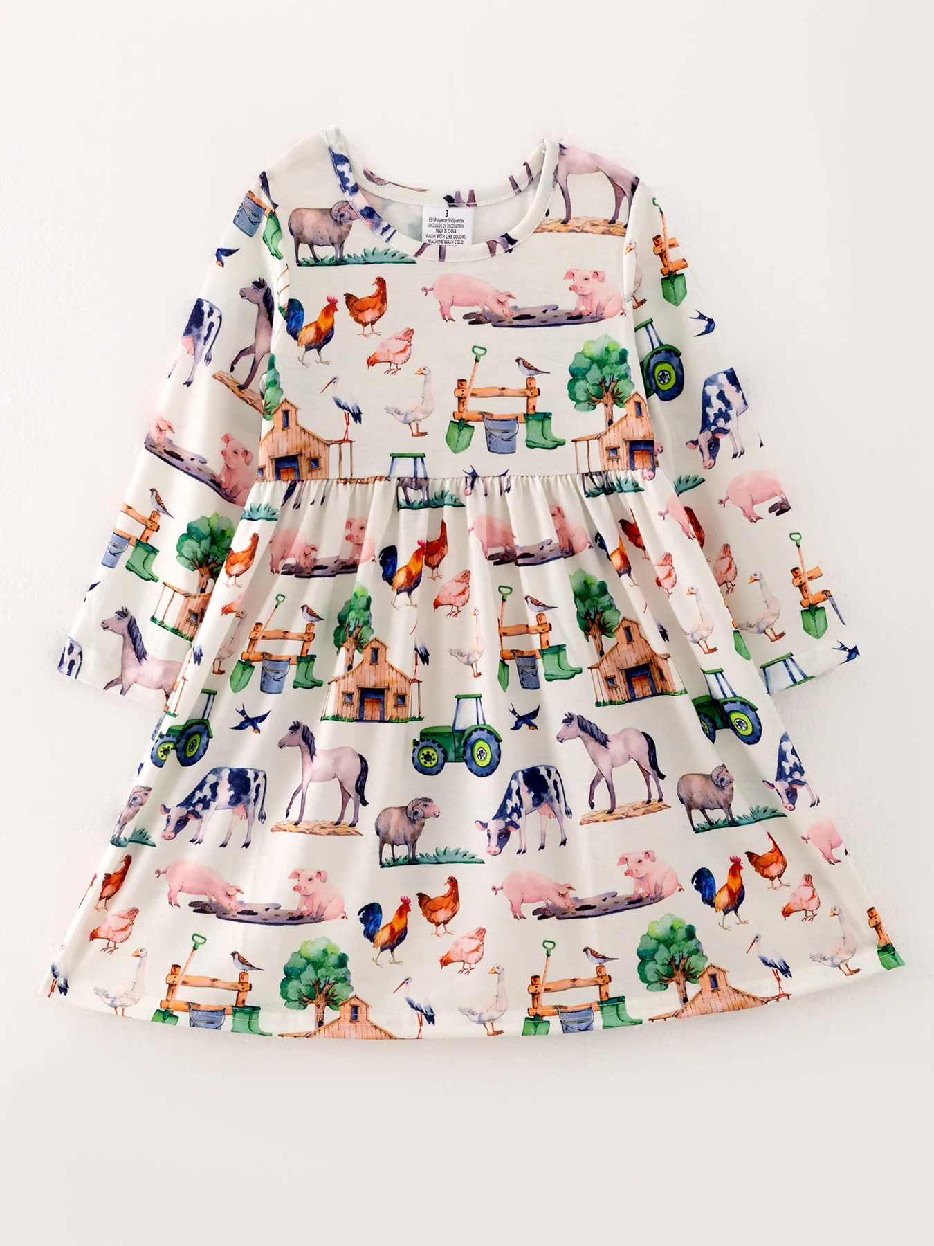 Girls Dress Of 3 Pcs In One Package Fall Print Girls Dress - Image 9