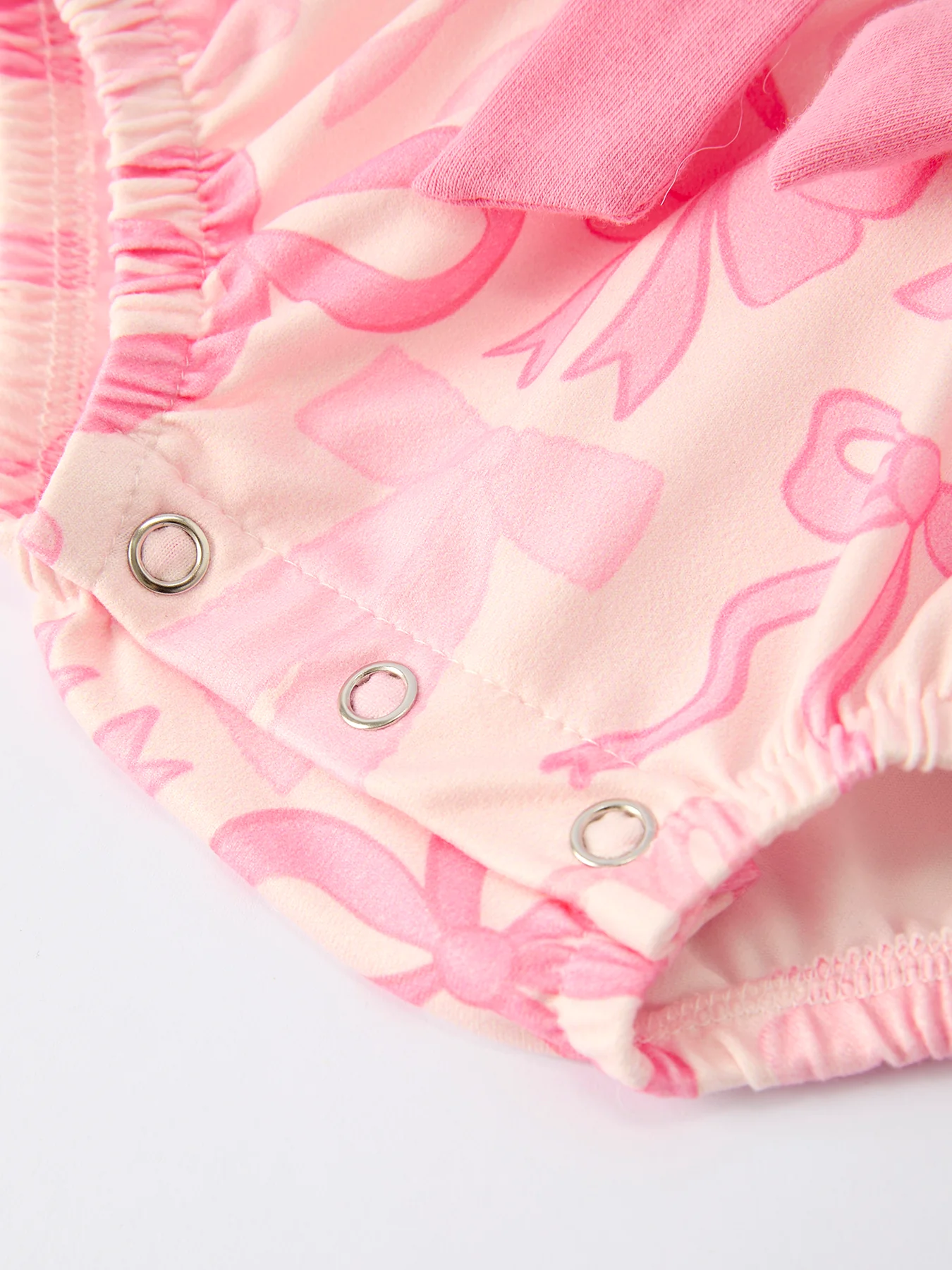 Girls Pink Bow Print Long Sleeves Romper - Image 5