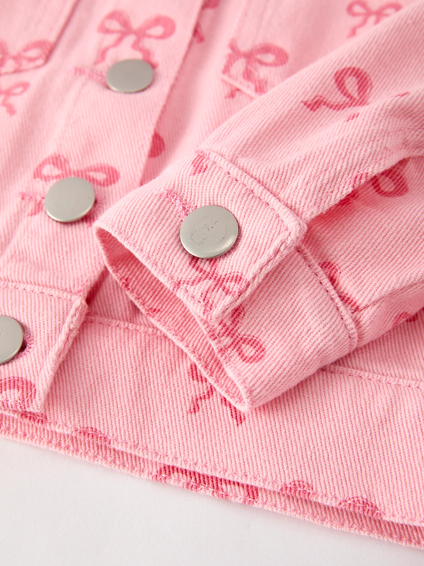 Pink Fall Girls Butterfly Print Denim Top - Image 9