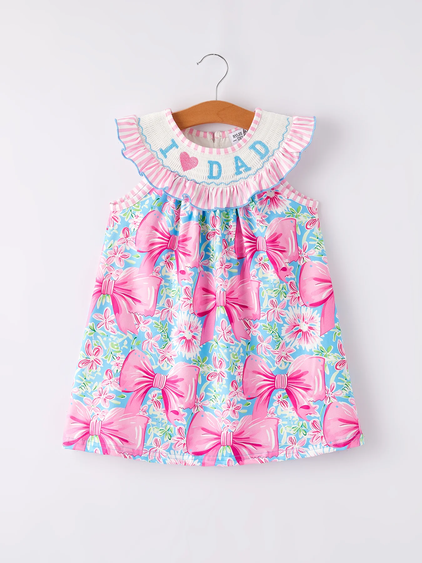 “I ❤ DAD ”Embroidery Smocking Baby Girls Dress