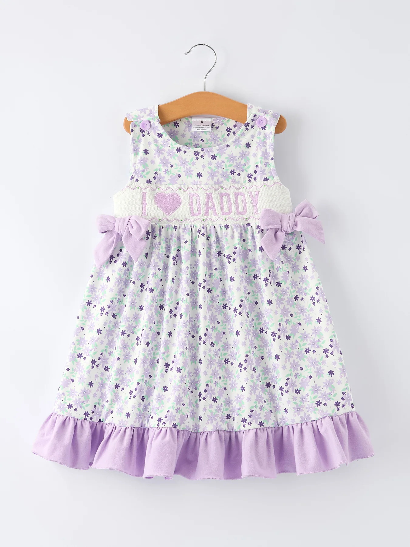 PREORDER “I ❤ DADDY” Smocked Bow Ruffle Dress
