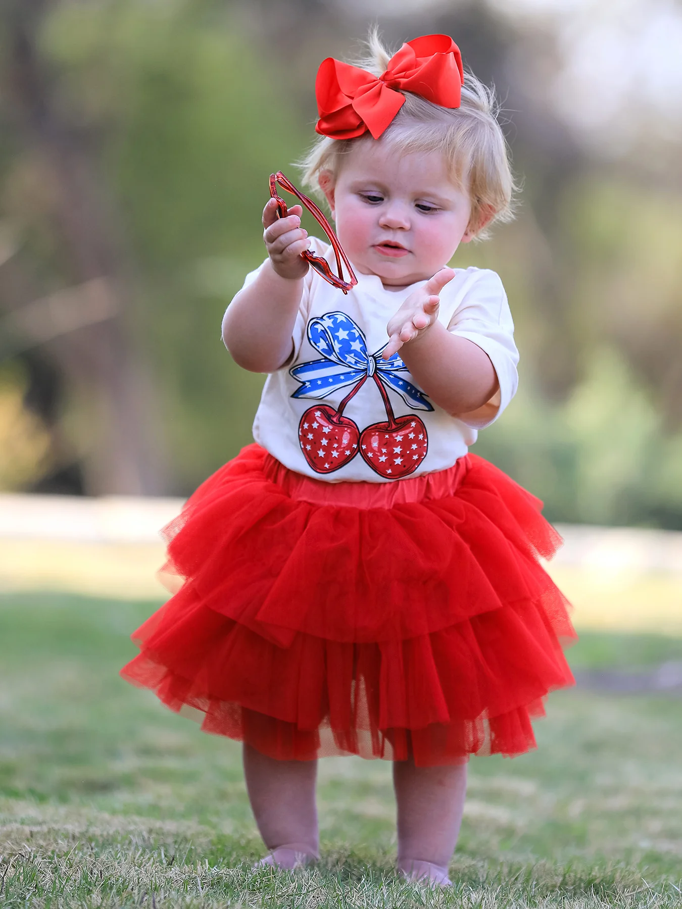 4th of july Cherry Print Tulle Dress - Image 5