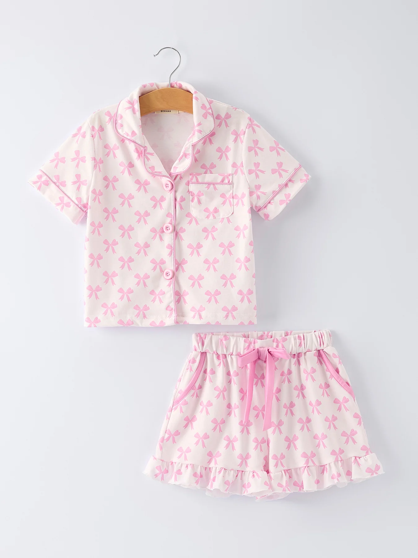 Mommy & Me Pink Bow Print Ruffle Pajama Set - Image 2