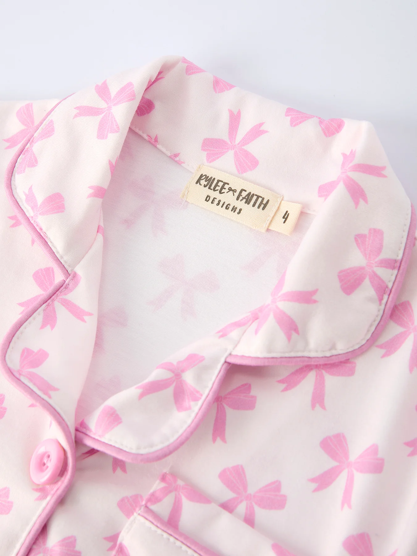 Mommy & Me Pink Bow Print Ruffle Pajama Set - Image 5