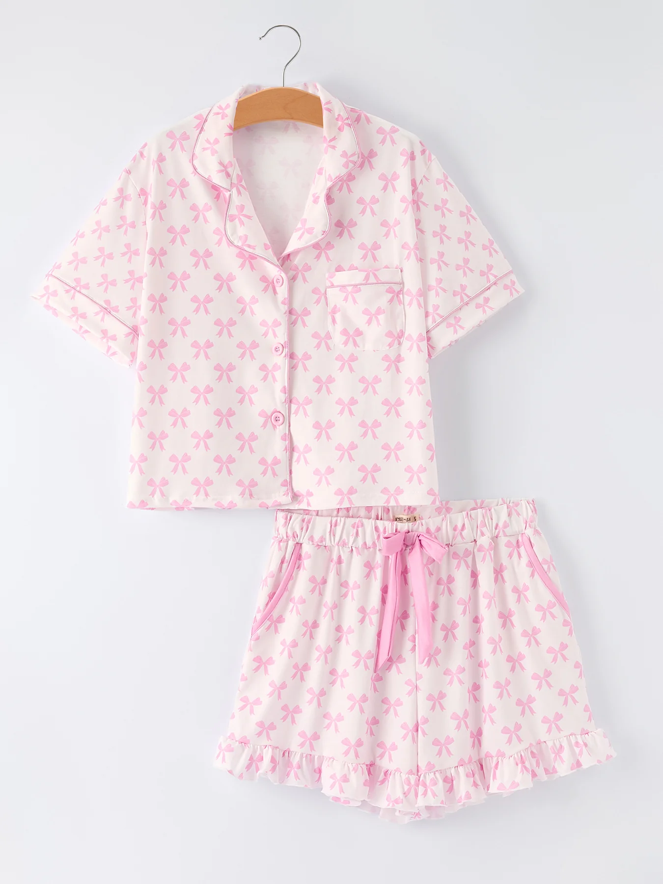 Mommy & Me Pink Bow Print Ruffle Pajama Set - Image 7