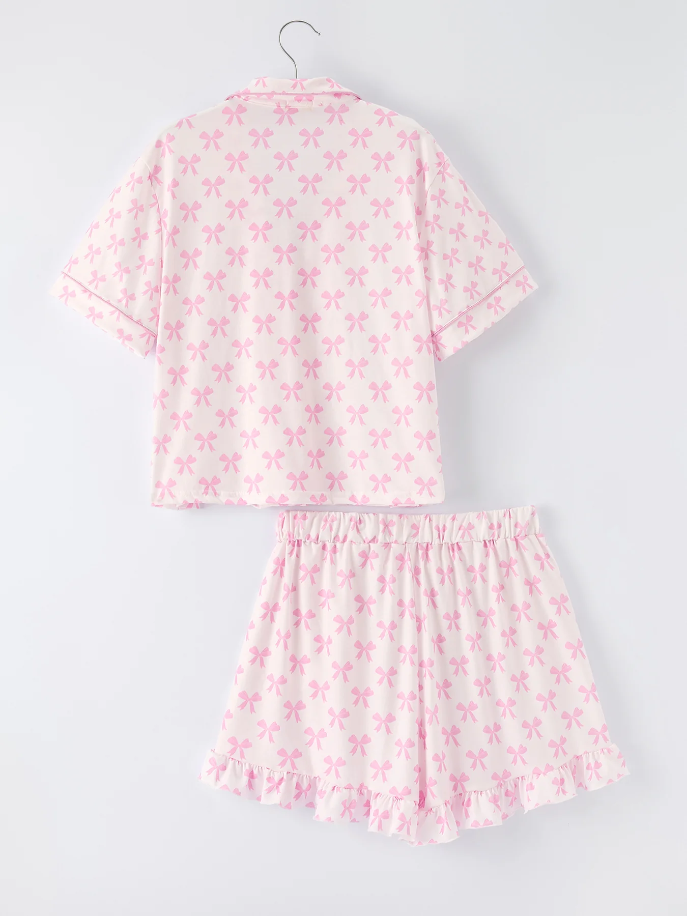 Mommy & Me Pink Bow Print Ruffle Pajama Set - Image 8