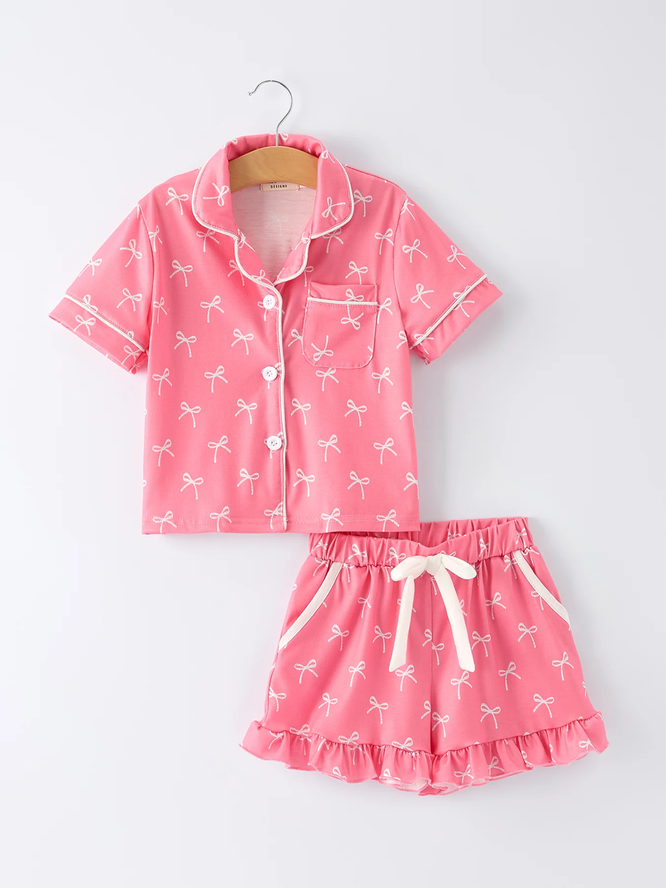 Mommy & Me Bow Print Ruffle Pajama Set - Image 2