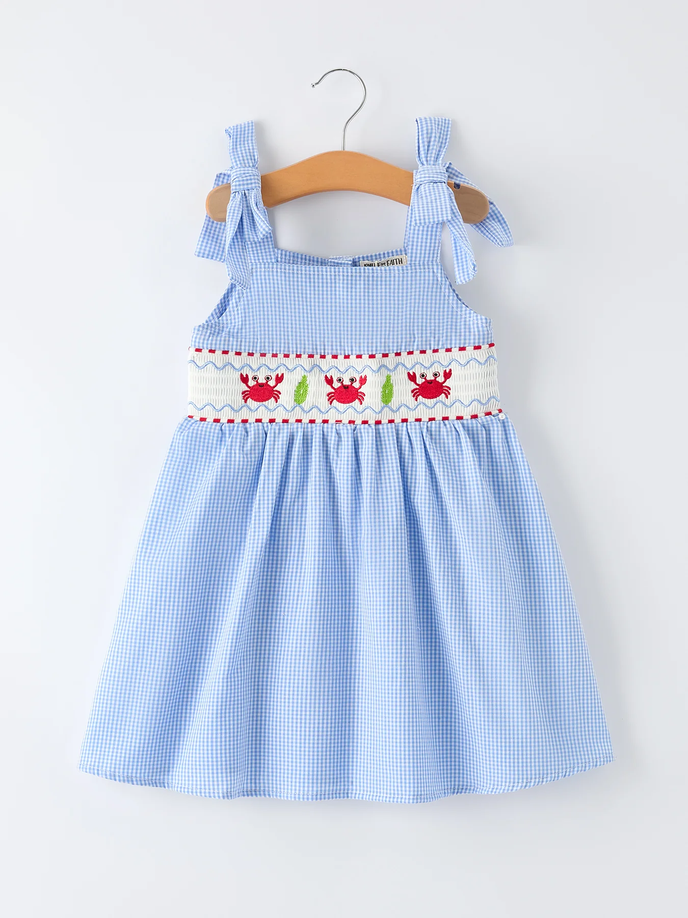 Crab Embroidered Smocked Girl Dress