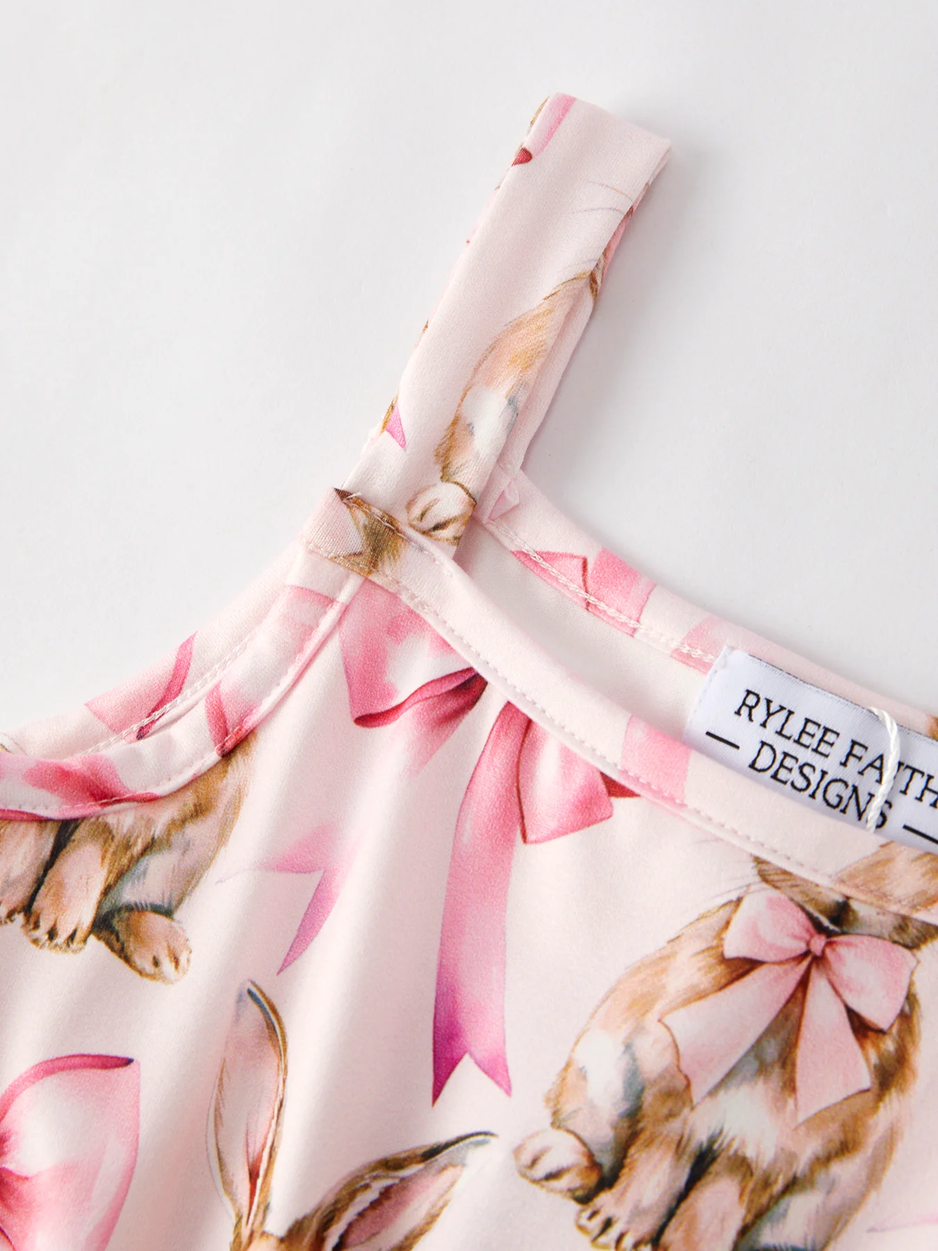 Pink Easter Bunny Bow Print Girls Sling Flared Jumpsuit - Image 3