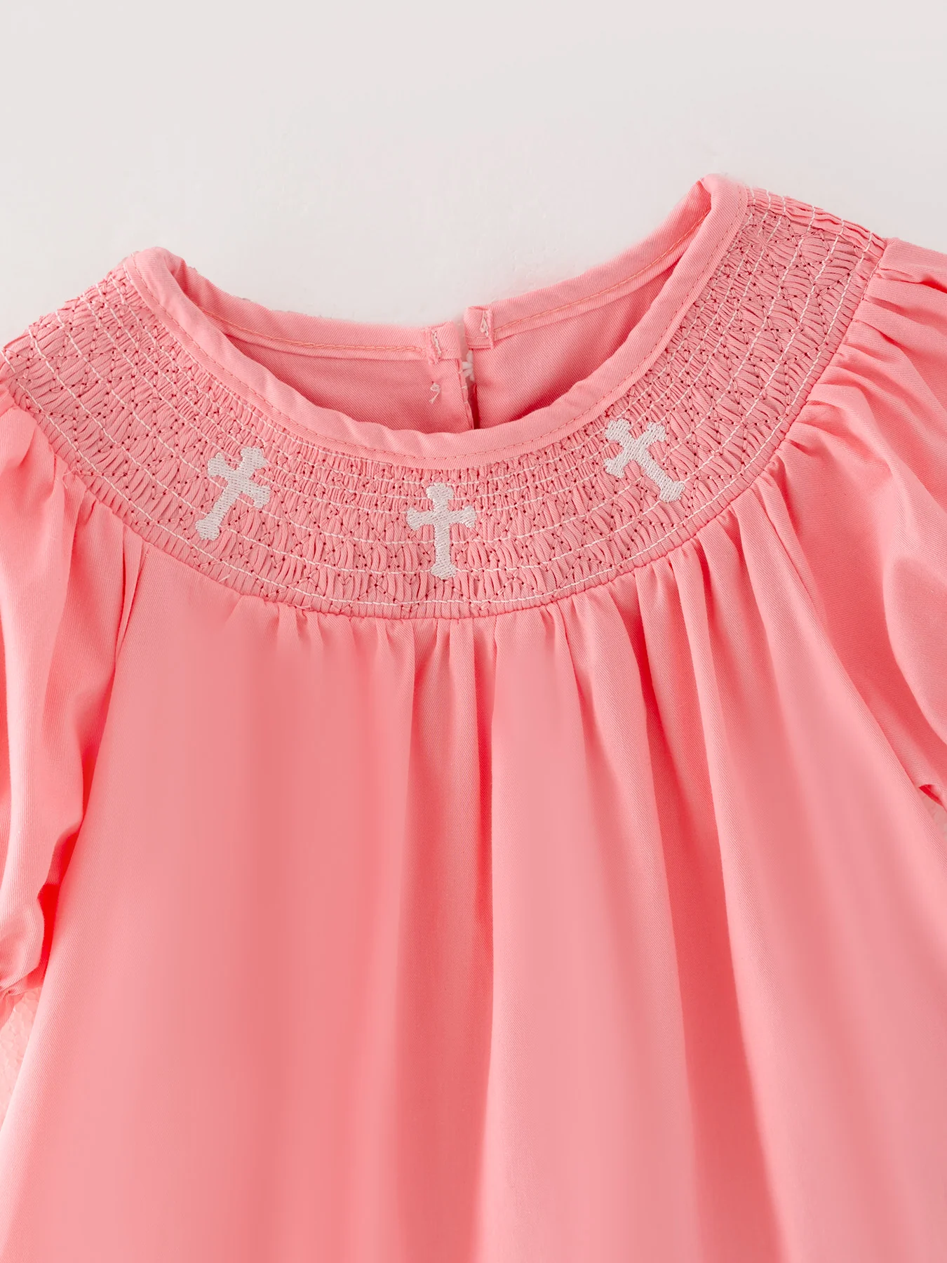 CORAL Smocked Church Christ Bishop Christening Dress - Image 3
