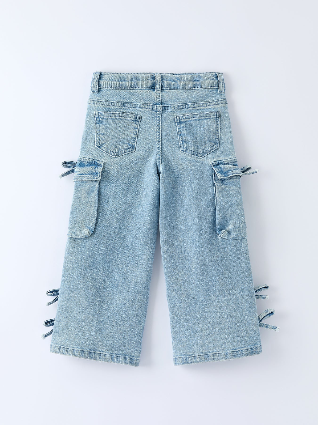 Wide-Leg Denim Pants With Pockets - Image 2