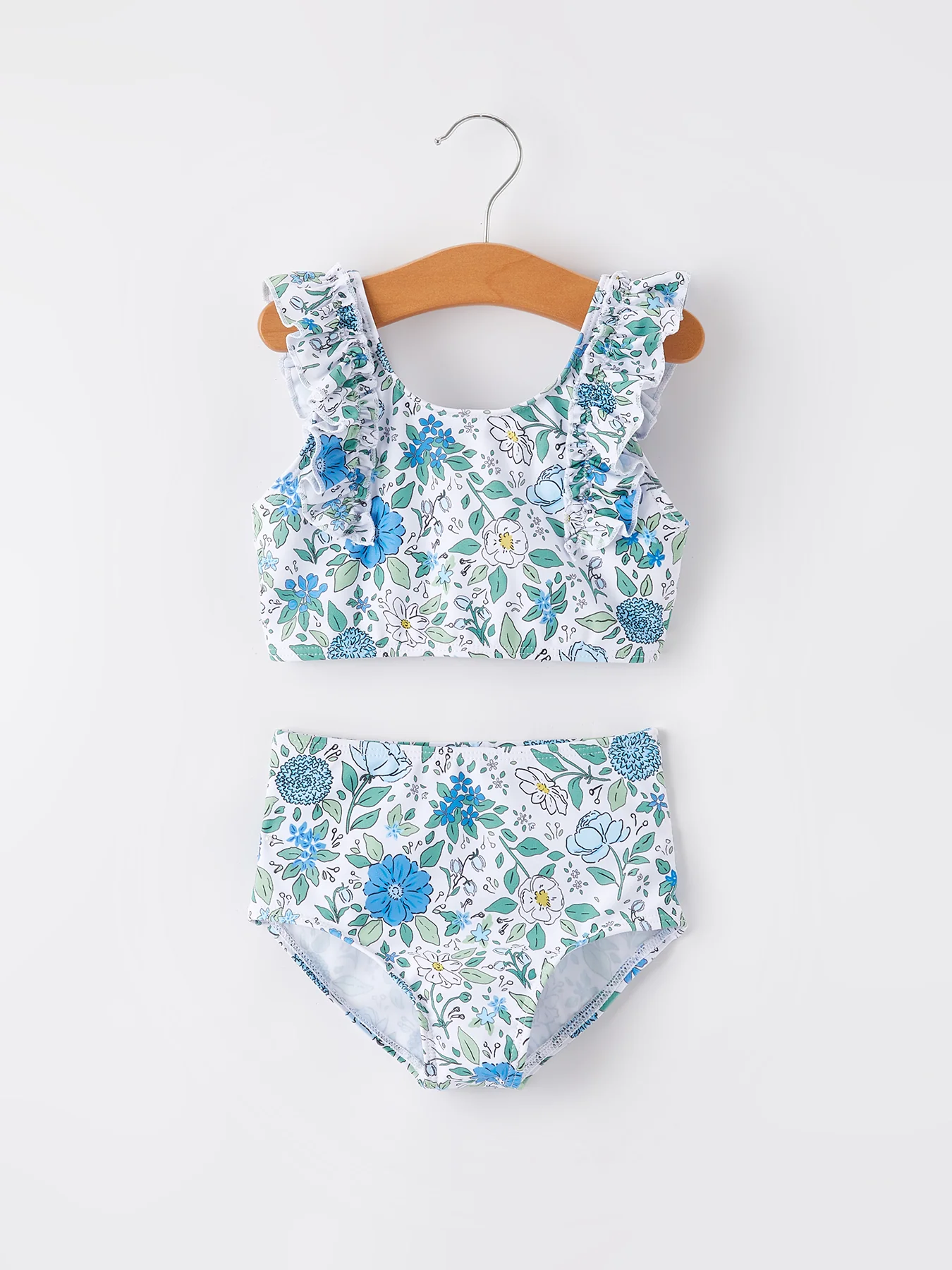 Blue Floral Girls Swimsuit