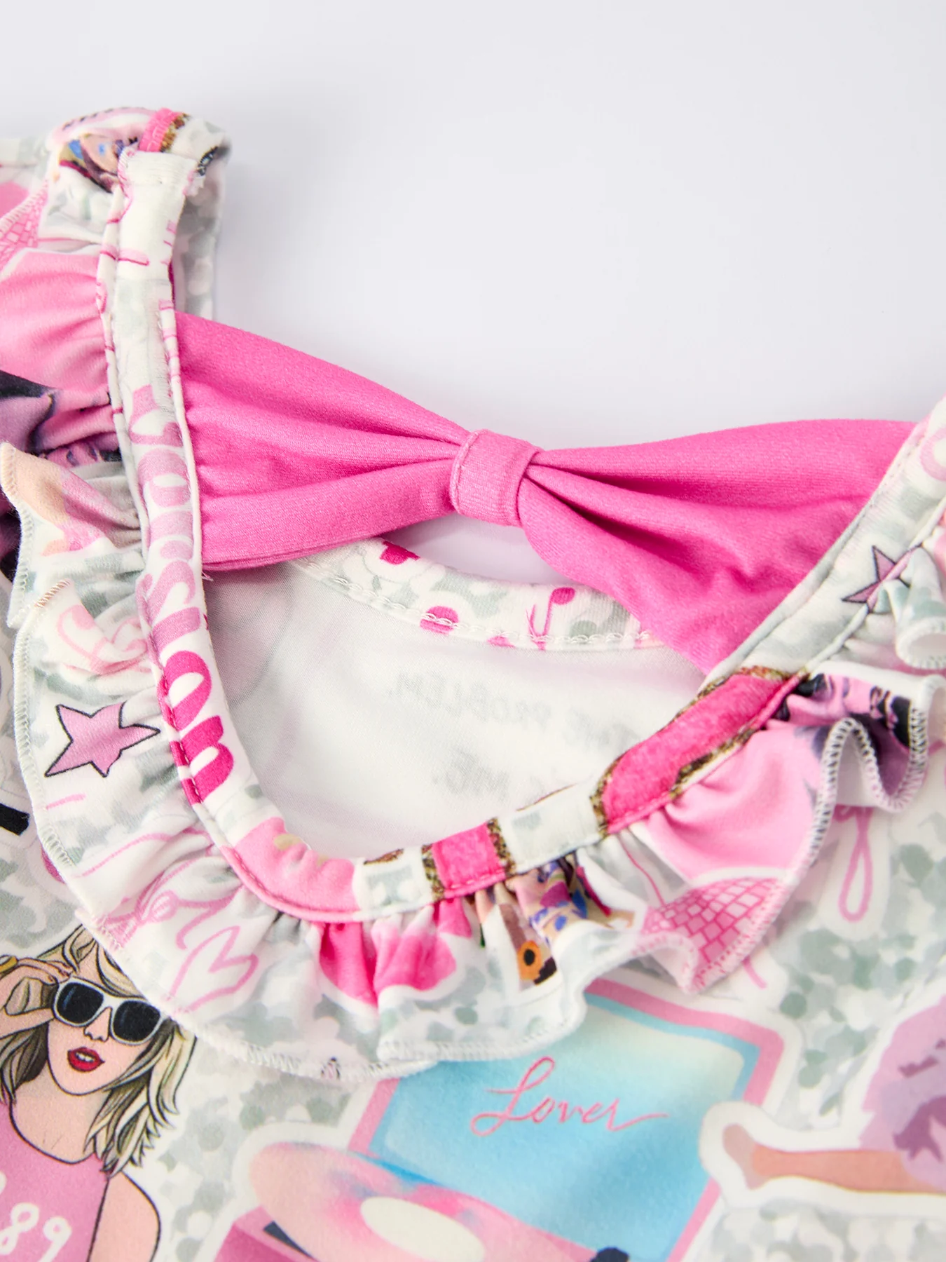 Pink TS Print Ruffle Girls' Long Sleeve Dress - Image 5
