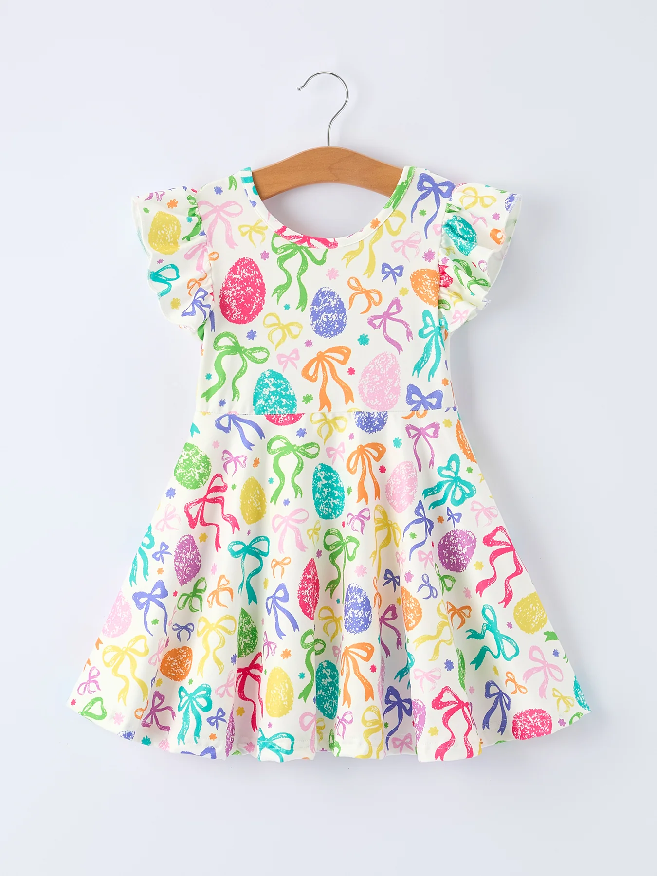 Rainbow Easter Egg Bow Girls Dress - Image 7